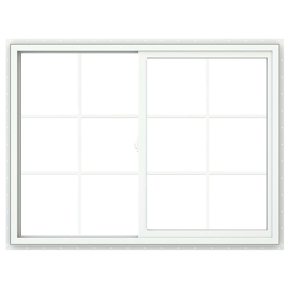 slide 3 of 6, JELD-WEN V-2500 White Exterior White Interior Left-Handed Vinyl Sliding Window Annealed Glass with Grids (Full Screen Included), 1 ct