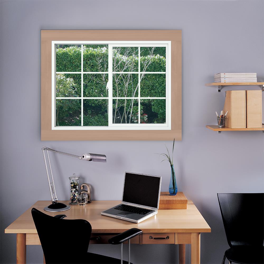 slide 5 of 6, JELD-WEN V-2500 White Exterior White Interior Left-Handed Vinyl Sliding Window Annealed Glass with Grids (Full Screen Included), 1 ct