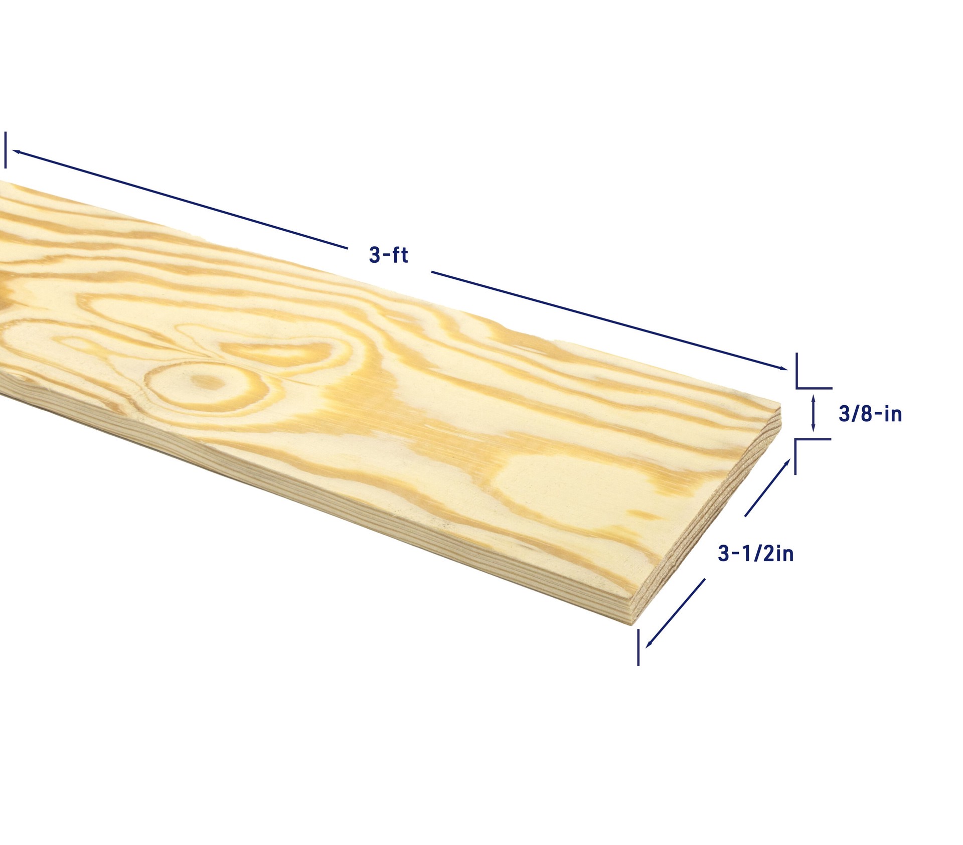 slide 4 of 6, RELIABILT 3/8-in x 4-in x 3-ft Unfinished Clear S4S Pine Common Softwood Board, 1 ct