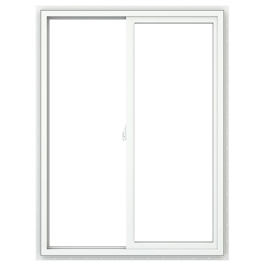 slide 2 of 6, JELD-WEN V-2500 35-1/2-in x 47-1/2-in White Exterior White Interior Left-Handed Vinyl Sliding Window Annealed Glass (Full Screen Included), 1 ct