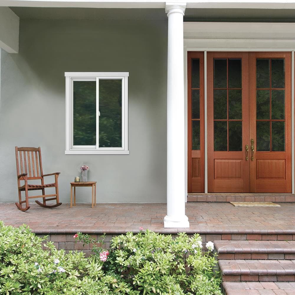 slide 4 of 6, JELD-WEN V-2500 35-1/2-in x 47-1/2-in White Exterior White Interior Left-Handed Vinyl Sliding Window Annealed Glass (Full Screen Included), 1 ct