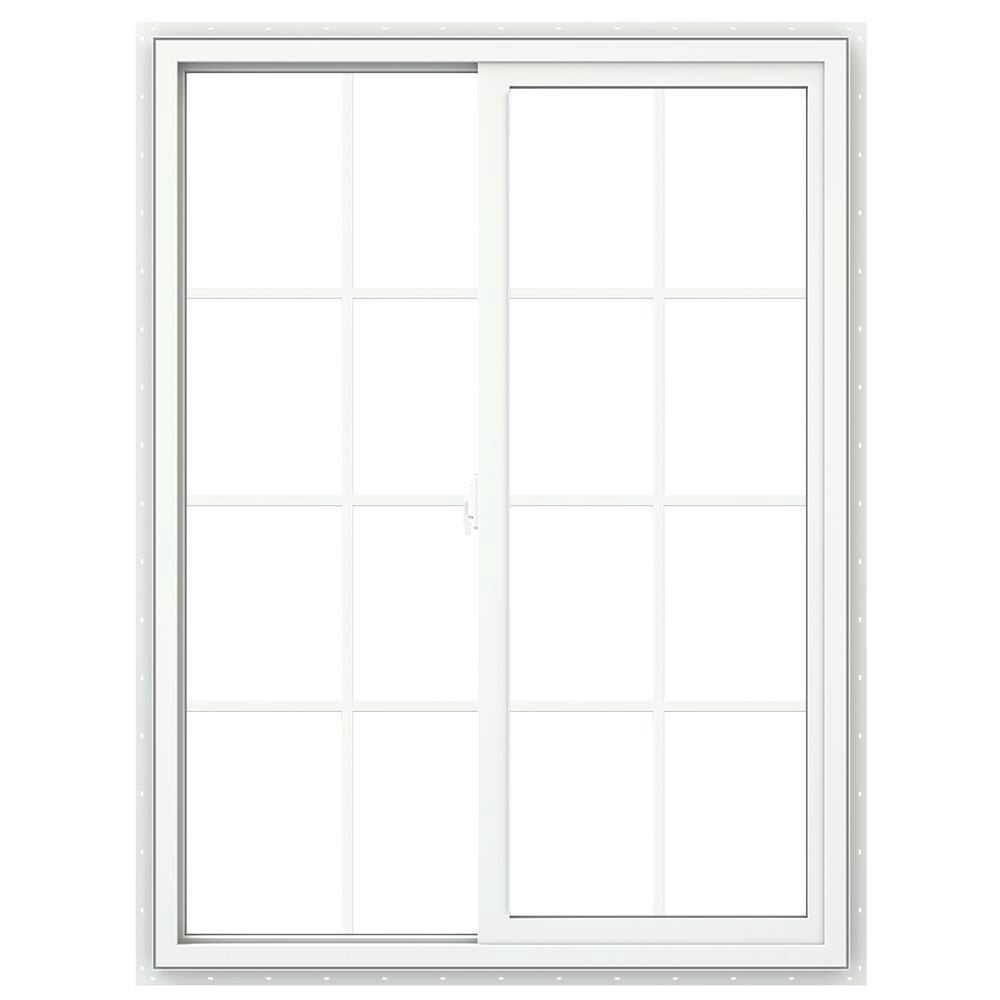 slide 3 of 6, JELD-WEN V-2500 White Exterior White Interior Left-Handed Vinyl Sliding Window Annealed Glass with Grids (Full Screen Included), 1 ct