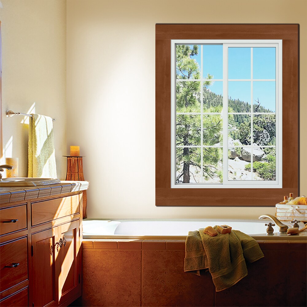 slide 5 of 6, JELD-WEN V-2500 White Exterior White Interior Left-Handed Vinyl Sliding Window Annealed Glass with Grids (Full Screen Included), 1 ct