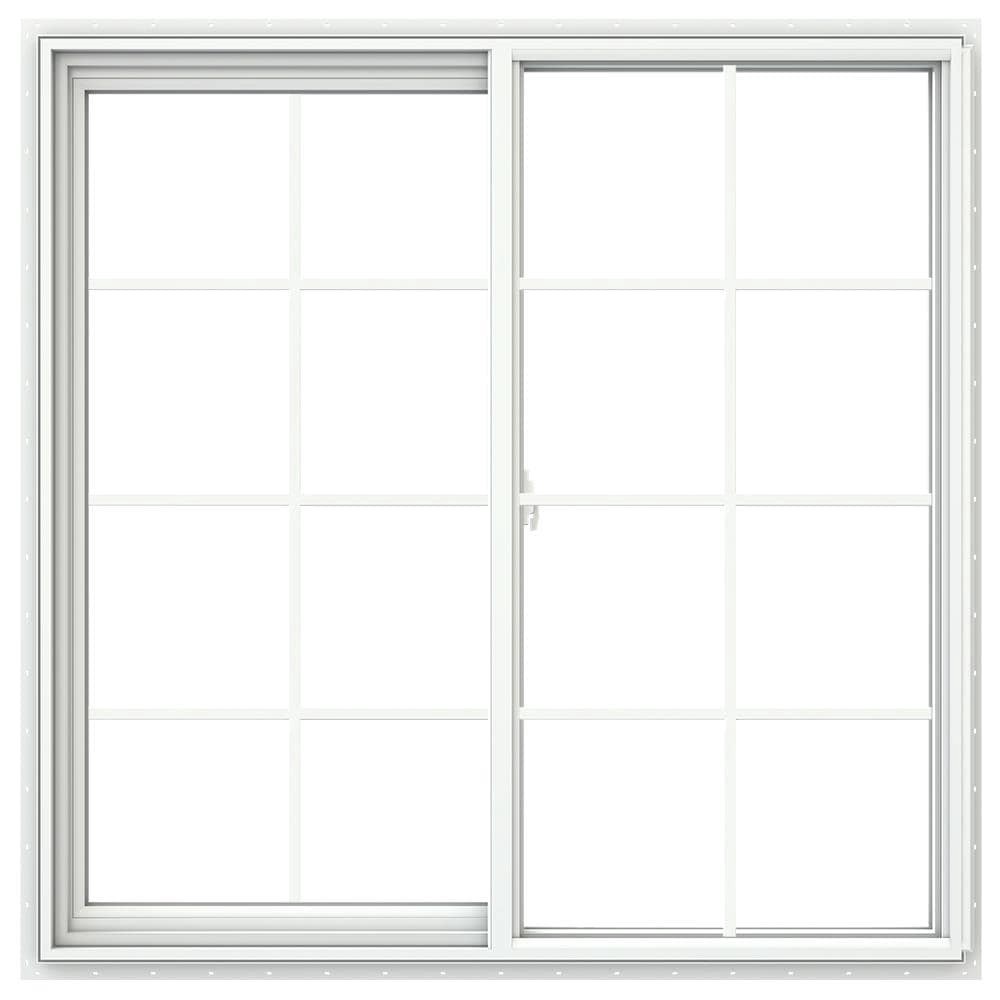 slide 1 of 6, JELD-WEN V-2500 White Exterior White Interior Left-Handed Vinyl Sliding Window Annealed Glass with Grids (Full Screen Included), 1 ct