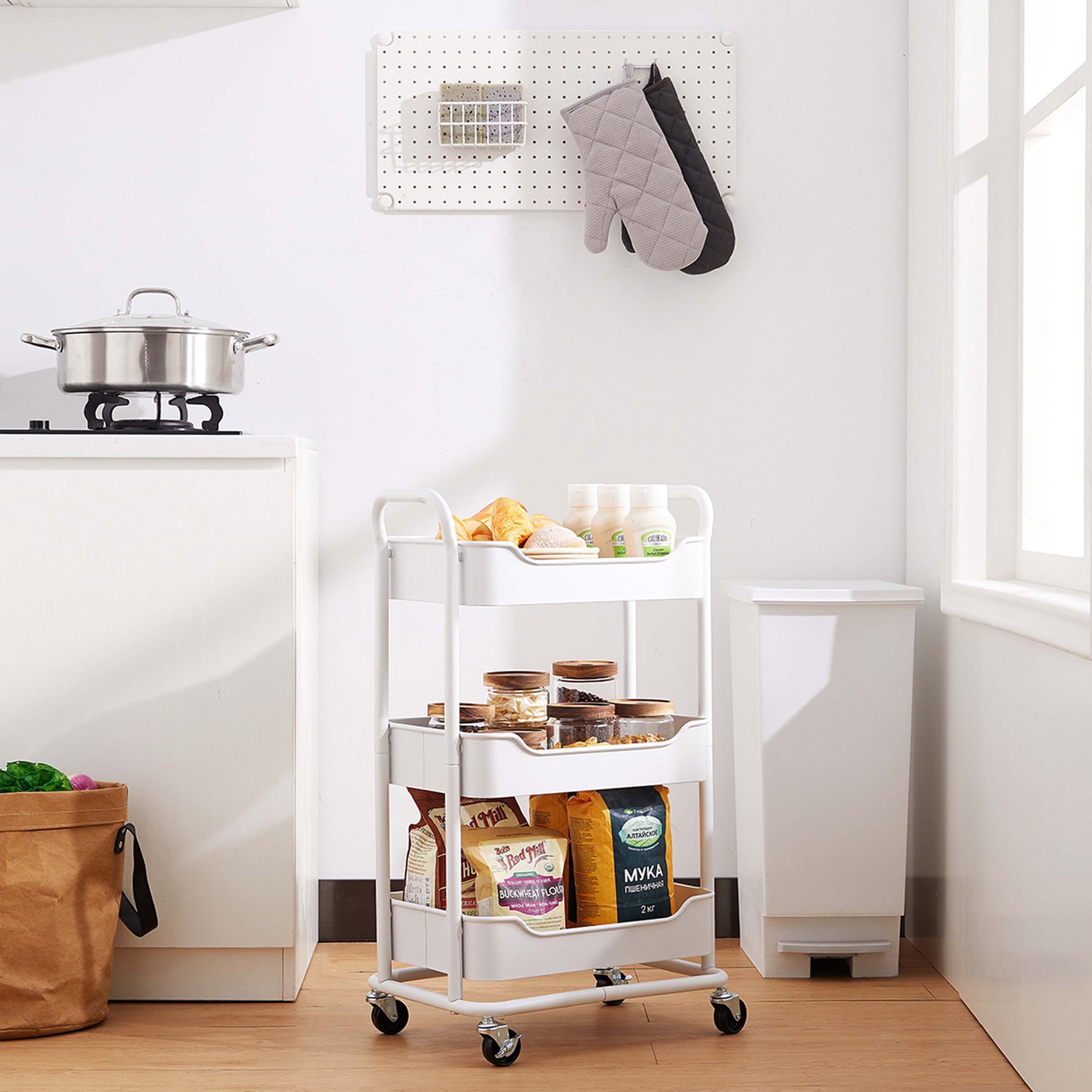 slide 6 of 6, Style Selections 3 -Tier White Steel Utility shelving unit ( 18.11-in W x 13.39-in D x 29.92-in H ), 1 ct