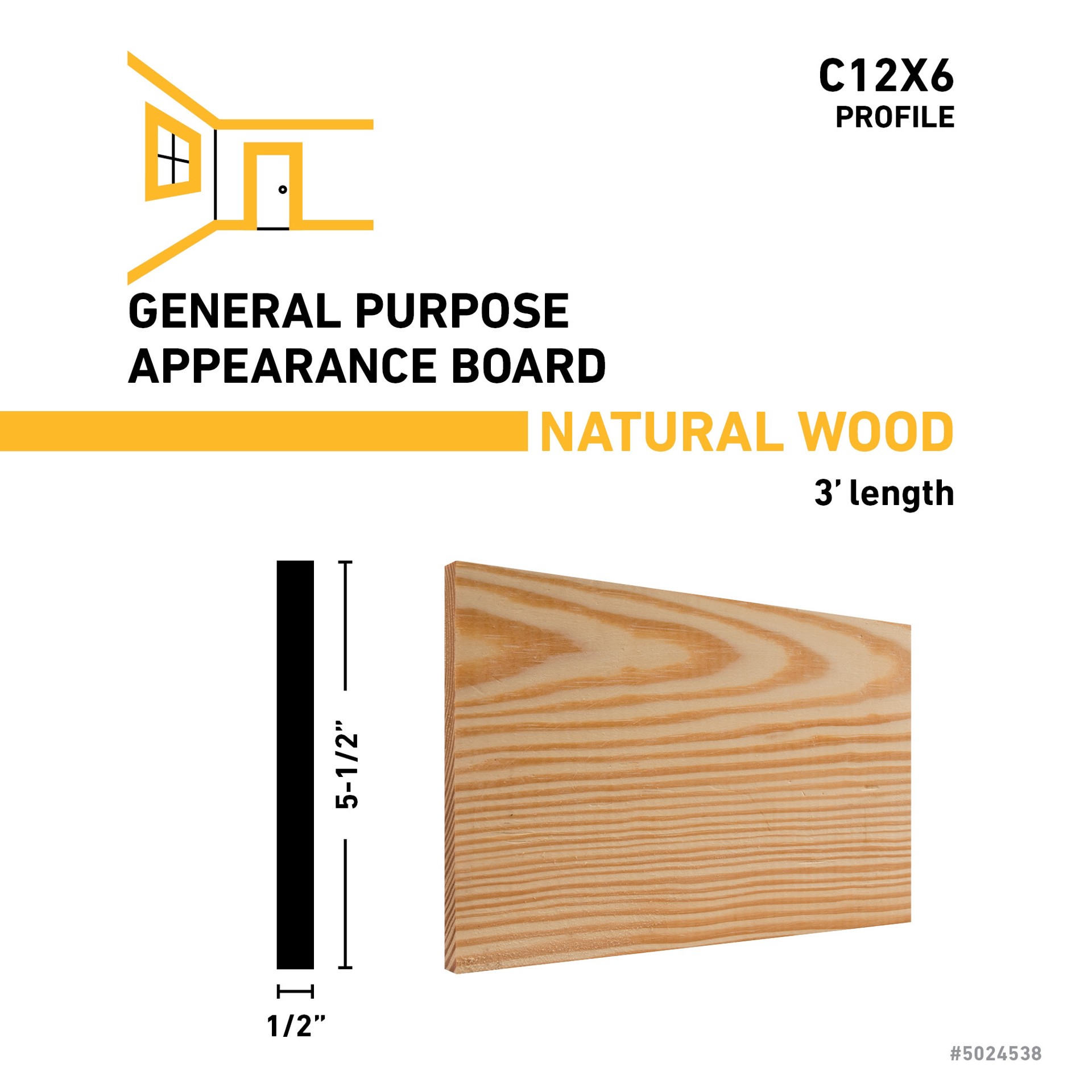 slide 3 of 4, RELIABILT 1/2-in x 6-in x 3-ft Select Pine Board, 1 ct