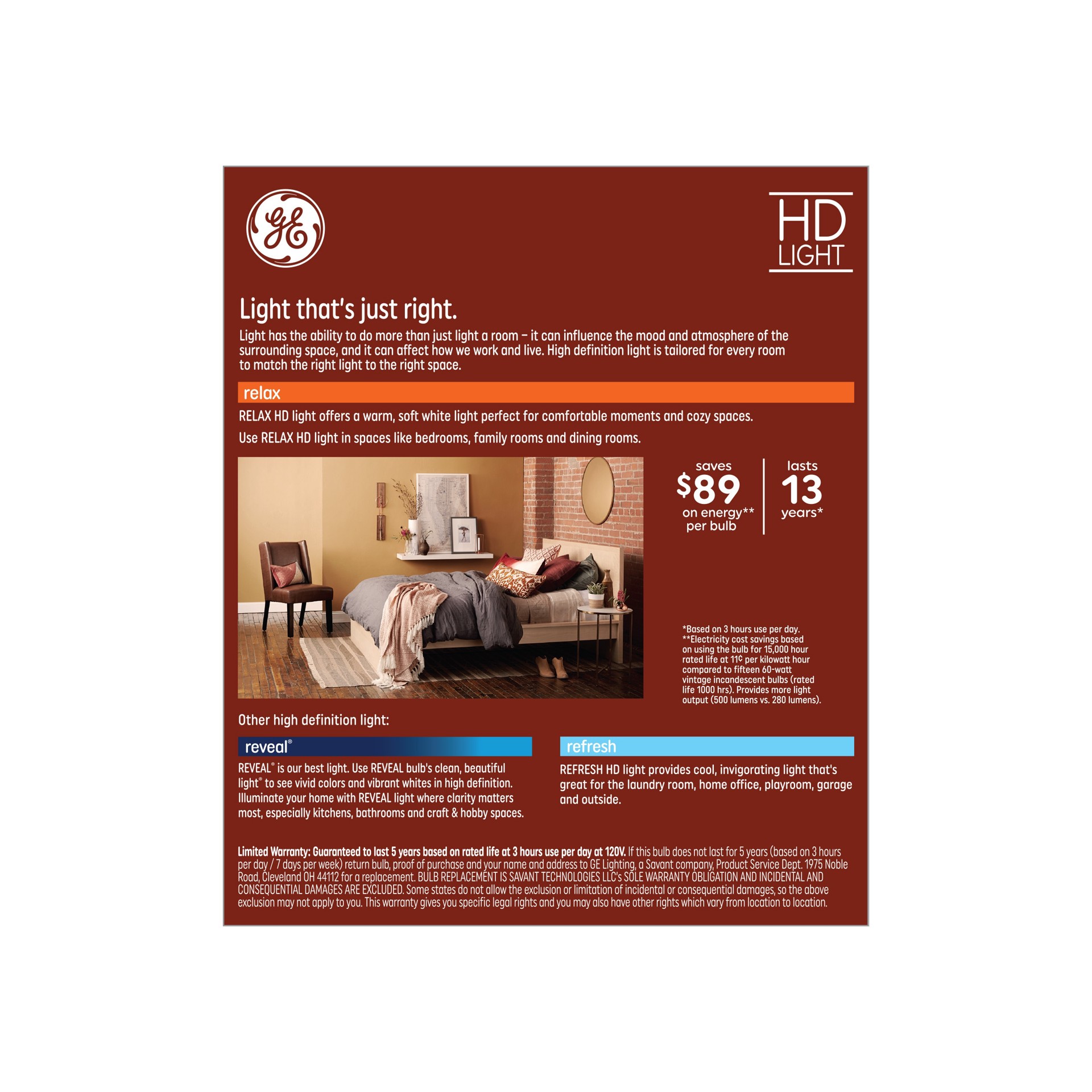 slide 5 of 6, GE Relax HD 60 -Watt EQ ST19 Soft white Medium base (E-26) Dimmable LED Decorative Light Bulb 4 -Pack, 1 ct