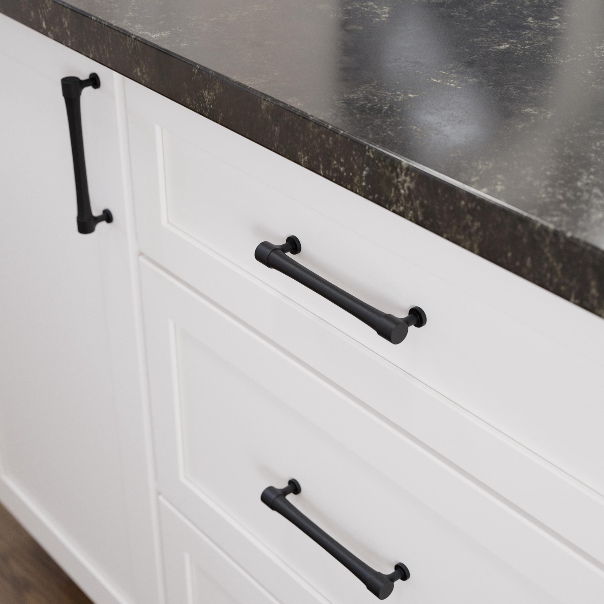 slide 2 of 6, Origin 21 Siri 5-1/16-in , 128mm Center to Center Matte Black Arch Bar Drawer Pull, 1 ct