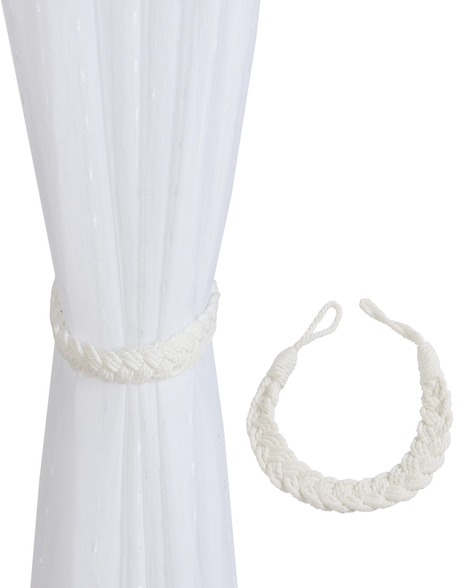 slide 2 of 3, allen + roth 18-in Ivory/hand knitting Curtain Holdbacks, 1 ct