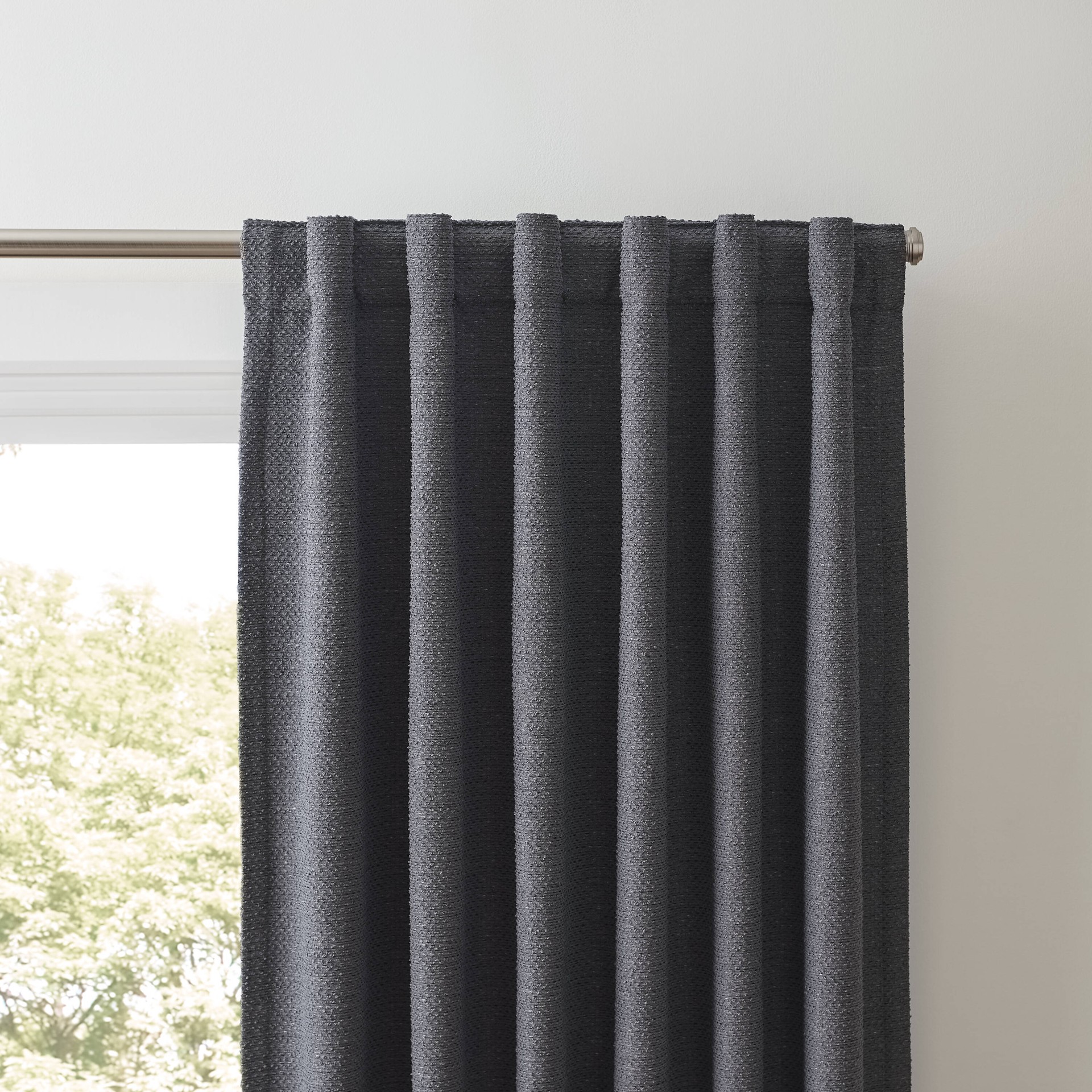 slide 2 of 5, Origin 21 84-in Grey Blackout Thermal lined Back tab Single curtain panel, 1 ct