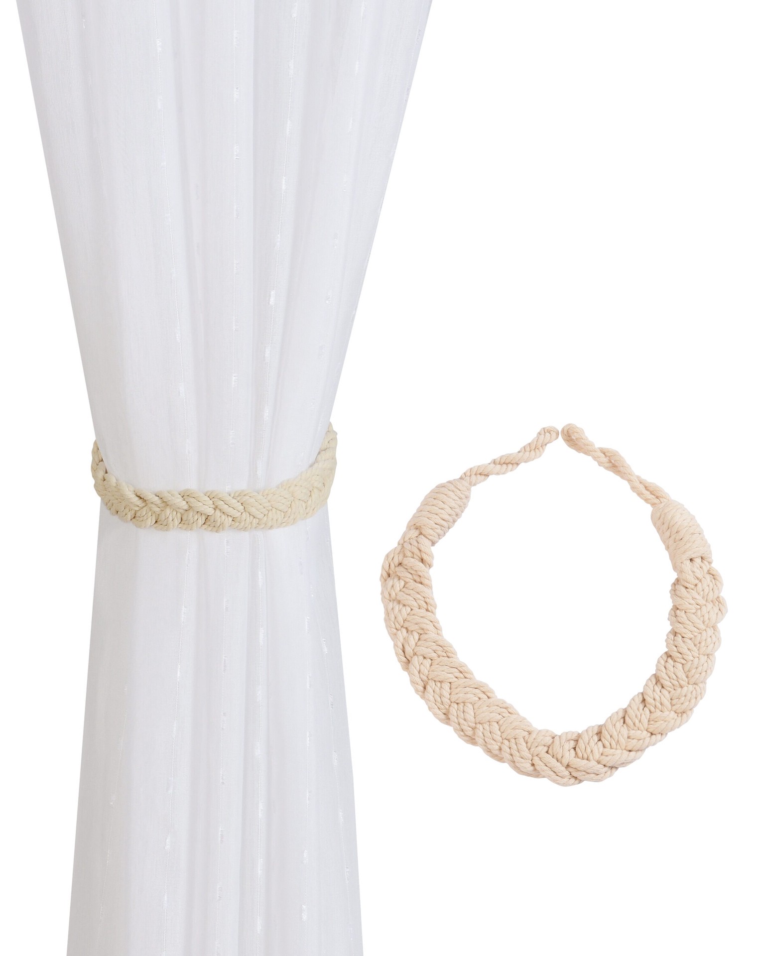 slide 3 of 4, allen + roth 18-in Beige/hand knitting Curtain Holdbacks, 1 ct