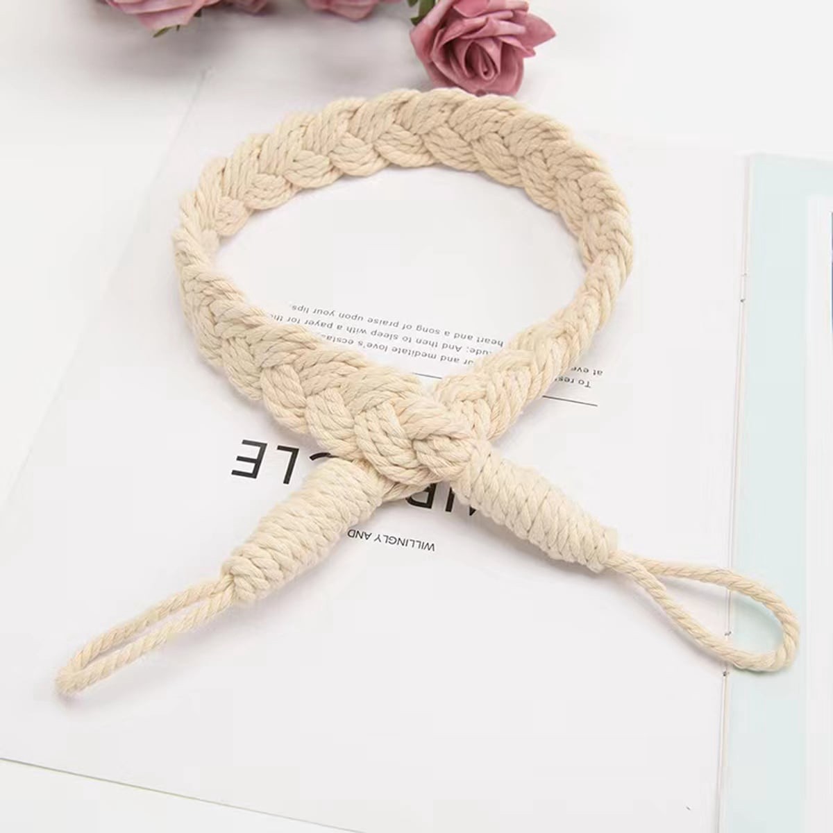 slide 1 of 4, allen + roth 18-in Beige/hand knitting Curtain Holdbacks, 1 ct