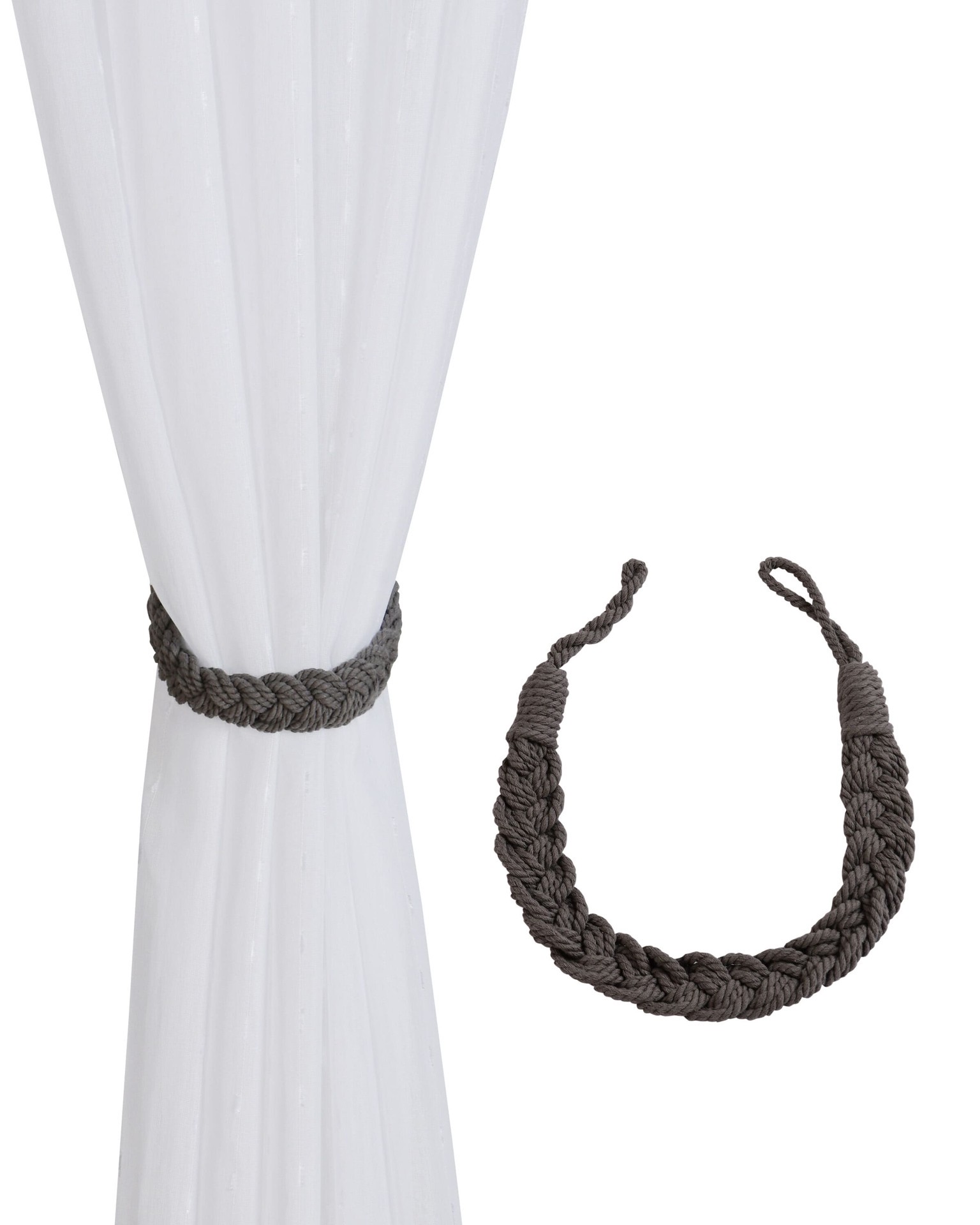 slide 2 of 3, allen + roth 18-in Gray/hand knitting Curtain Holdbacks, 1 ct