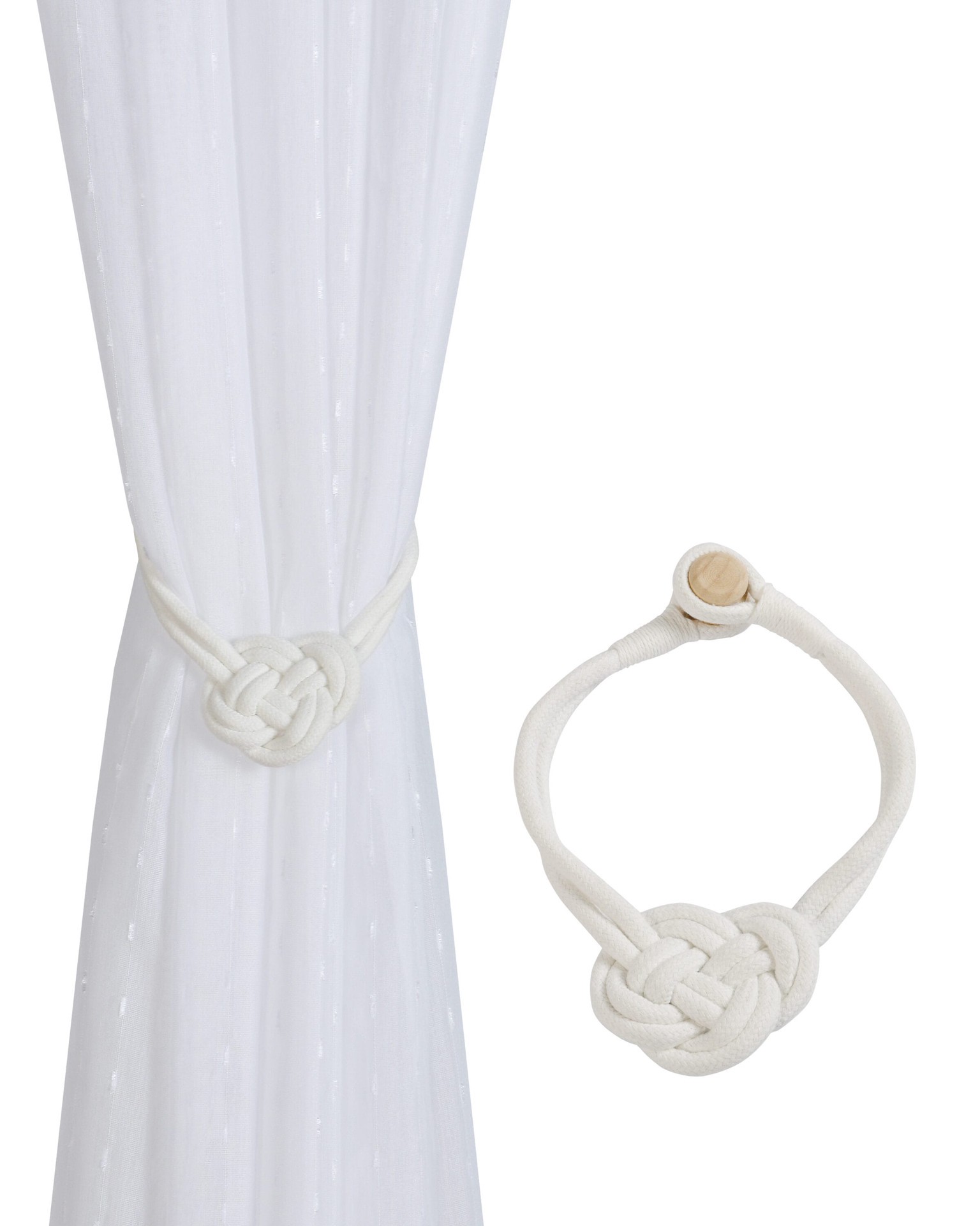 slide 2 of 3, allen + roth 20-in Ivory Curtain Holdbacks, 1 ct