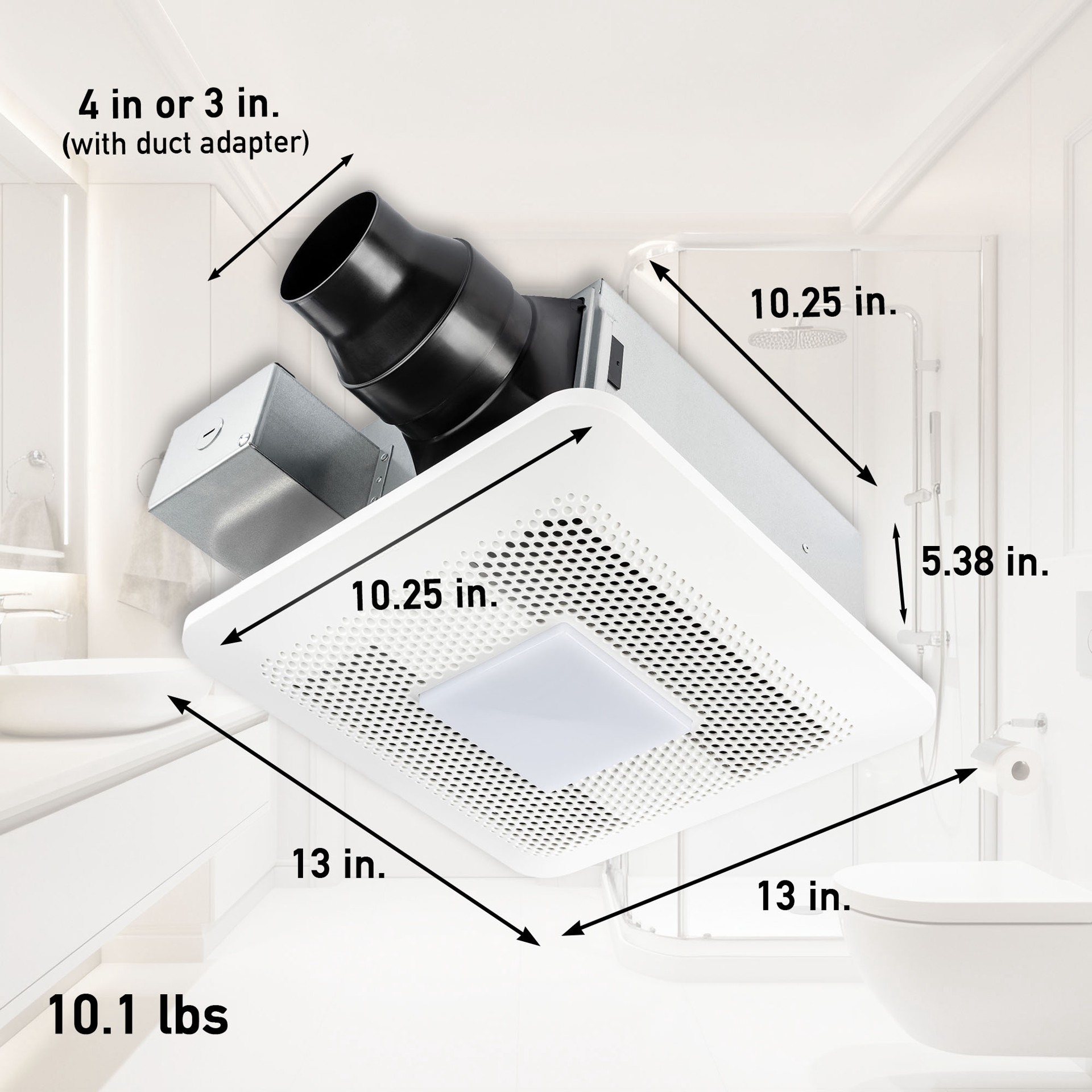 slide 4 of 6, Panasonic WhisperRemodel DC 0.8-Sone 110-CFM White Lighted Bathroom Ventilator Fan (ENERGY STAR Certified), 1 ct