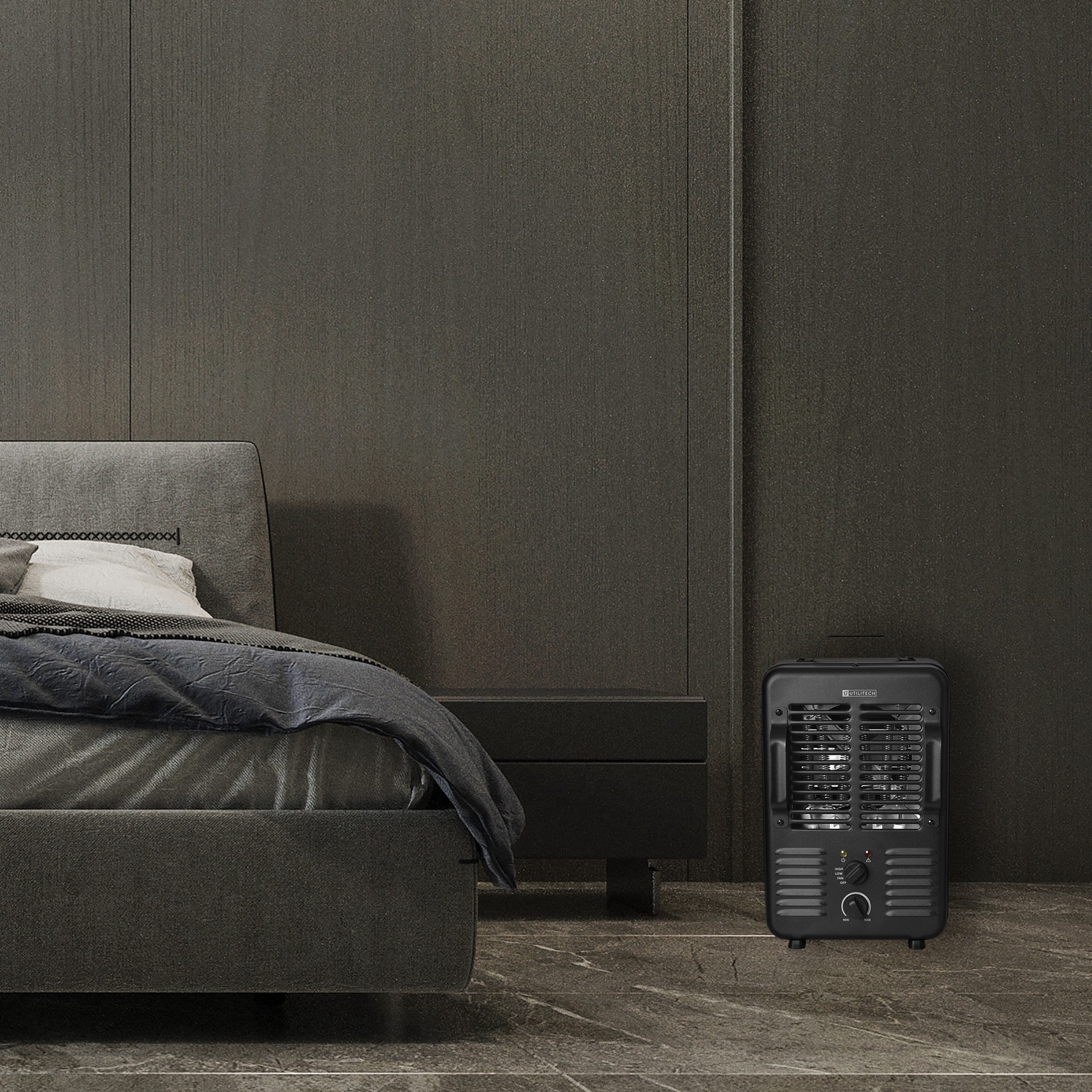 slide 2 of 6, Utilitech 1500 -Watt Utility Fan Utility Indoor Electric Space Heater with Thermostat, 1 ct