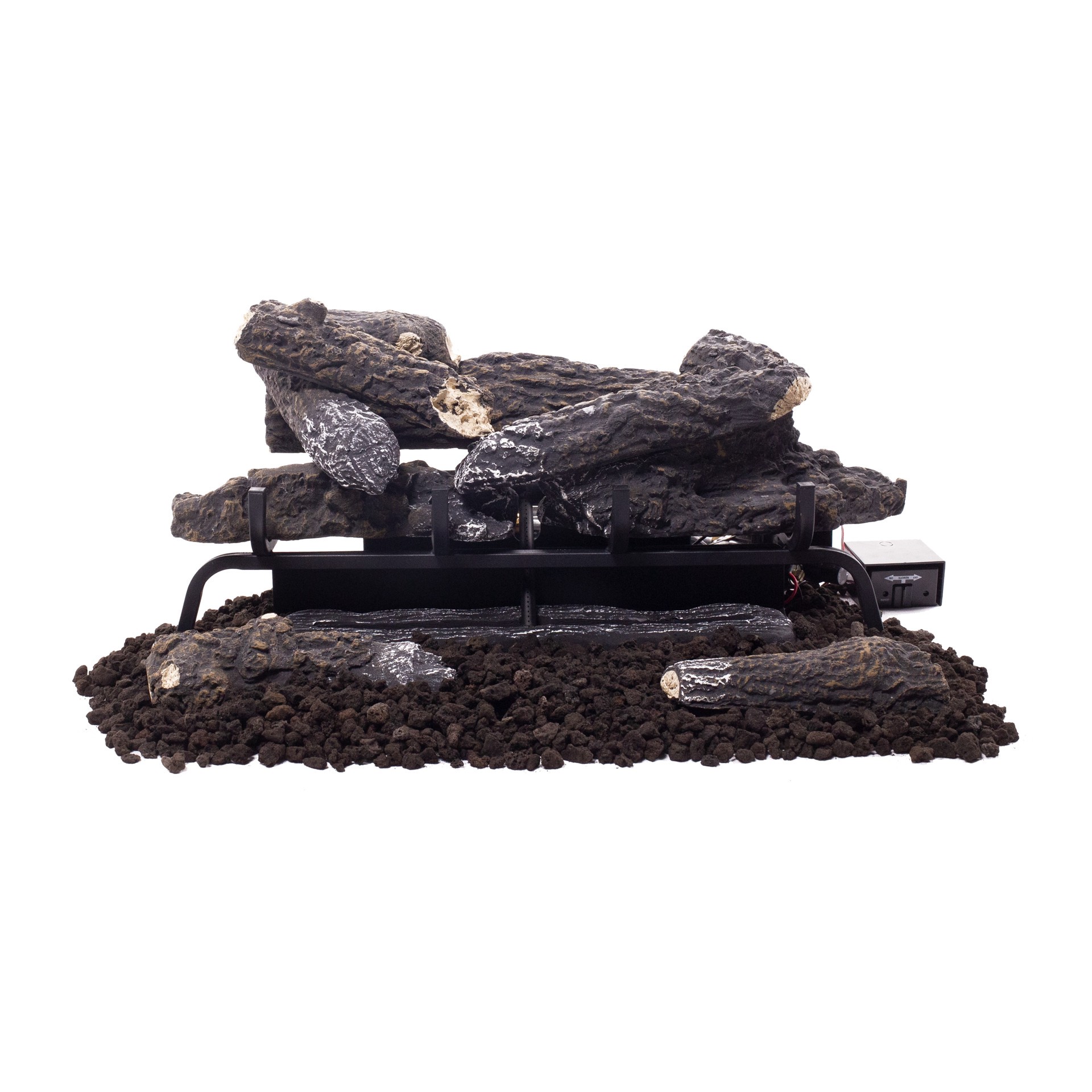 slide 1 of 6, Master Forge 24-in 33000 -BTU Dual Fuel Dual -Burner Vent-free Gas Fireplace Logs with Thermostat and Remote, 1 ct