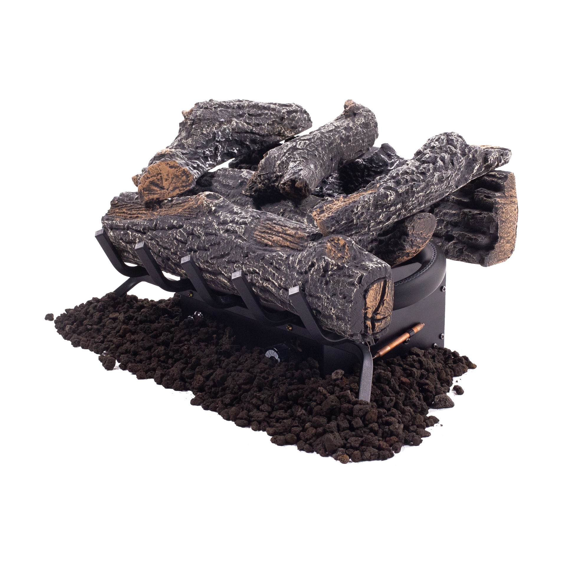 slide 5 of 6, Master Forge 19.75-in 30000 -BTU Dual Fuel Dual -Burner Vent-free Gas Fireplace Logs with Thermostat, 1 ct