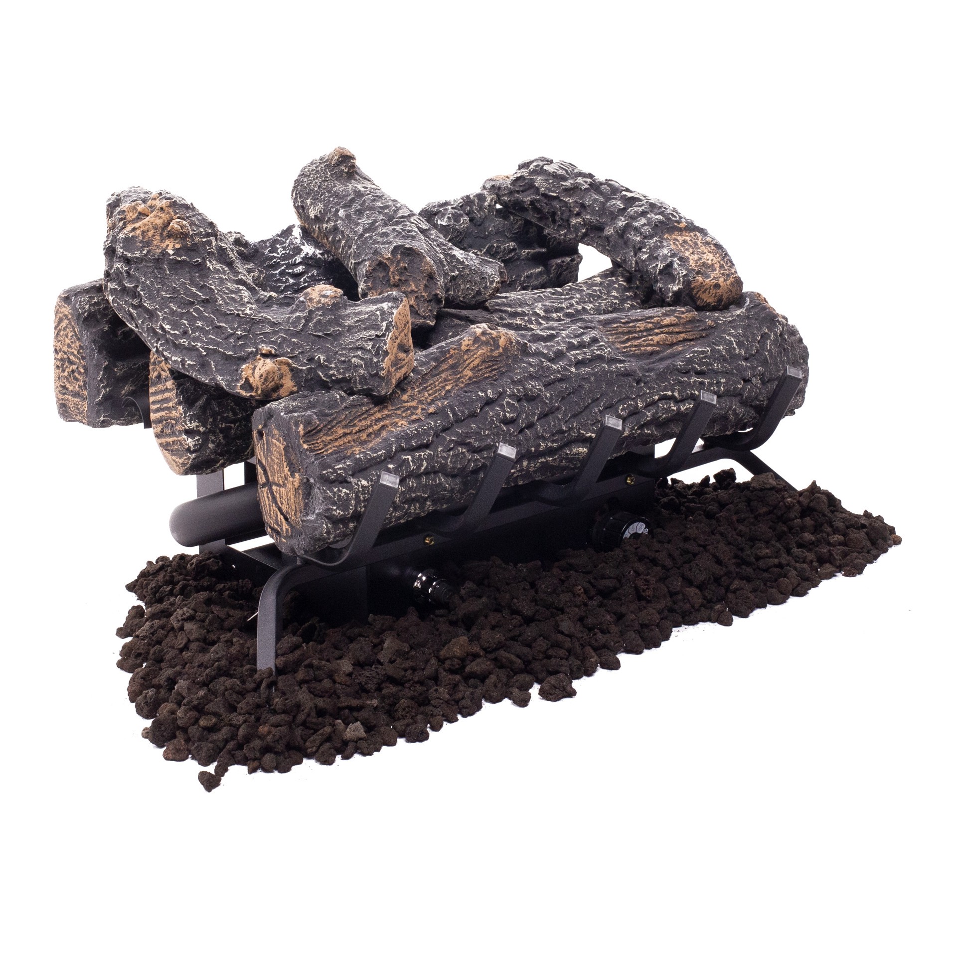 slide 6 of 6, Master Forge 19.75-in 30000 -BTU Dual Fuel Dual -Burner Vent-free Gas Fireplace Logs with Thermostat, 1 ct