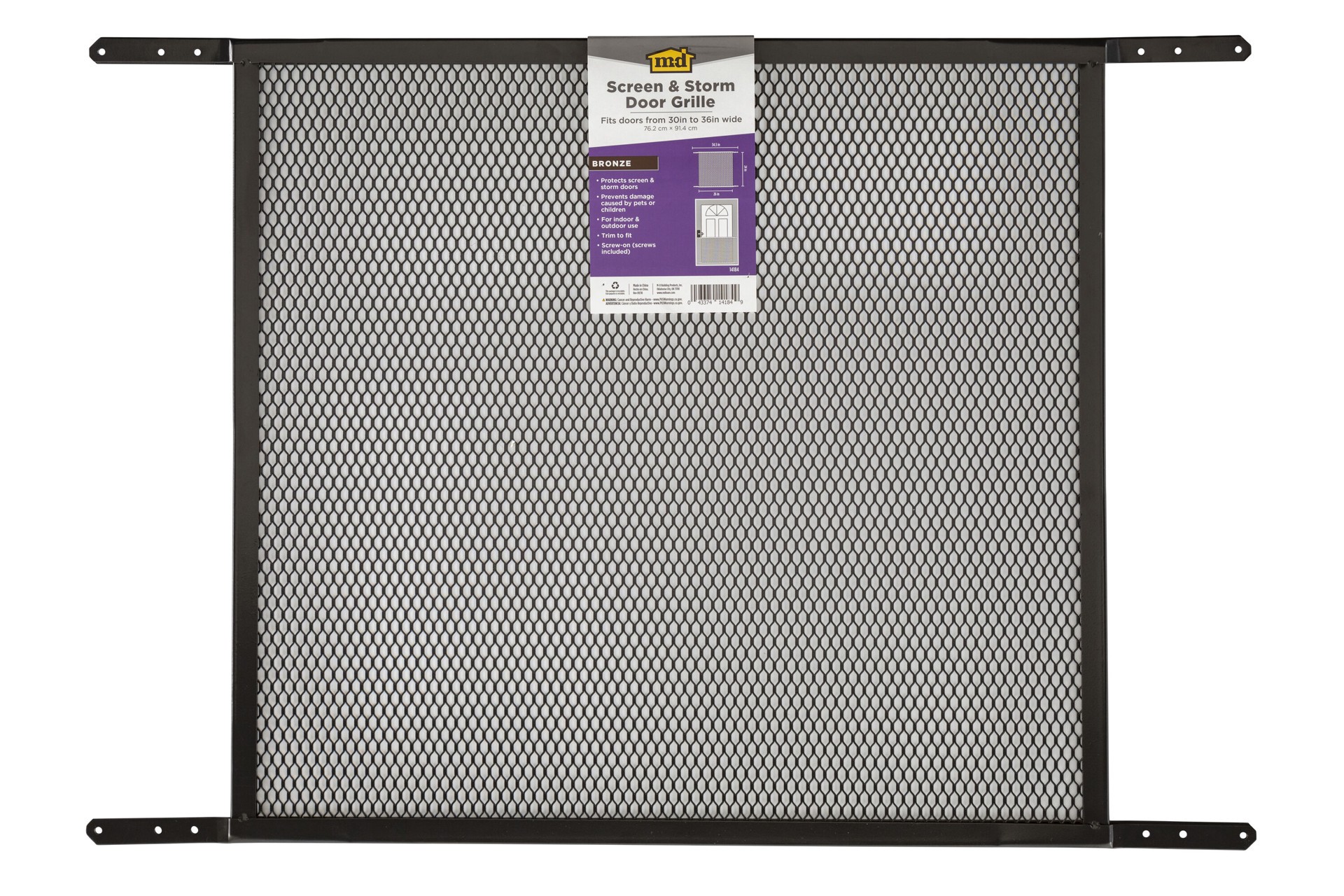 slide 2 of 5, M-D 34.375-in Bronze Steel Screen door grille, 1 ct