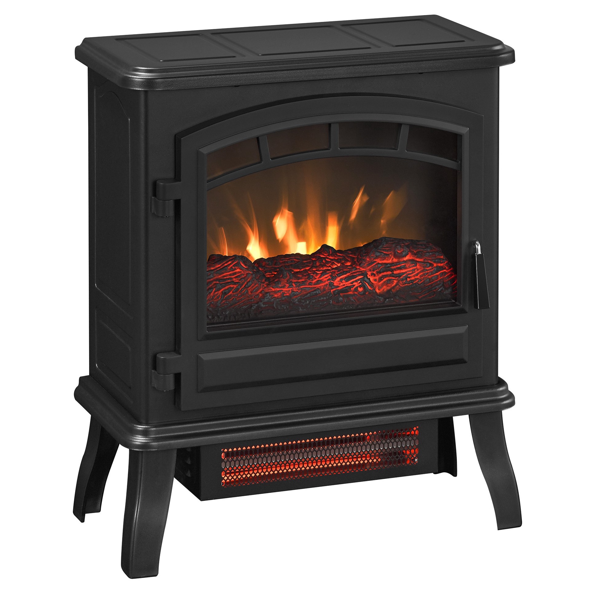 slide 2 of 6, Style Selections 19.5-in W 5200-BTU Black Metal Infrared Quartz Electric Stove with Thermostat, 1 ct