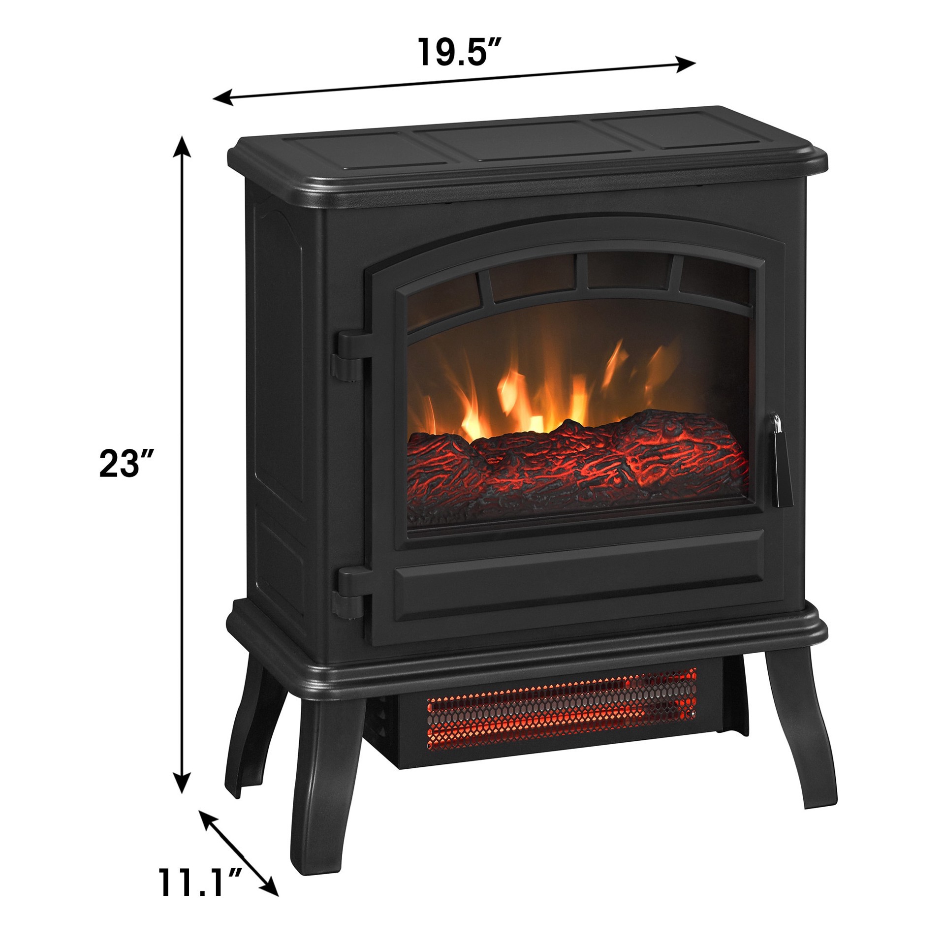 slide 4 of 6, Style Selections 19.5-in W 5200-BTU Black Metal Infrared Quartz Electric Stove with Thermostat, 1 ct