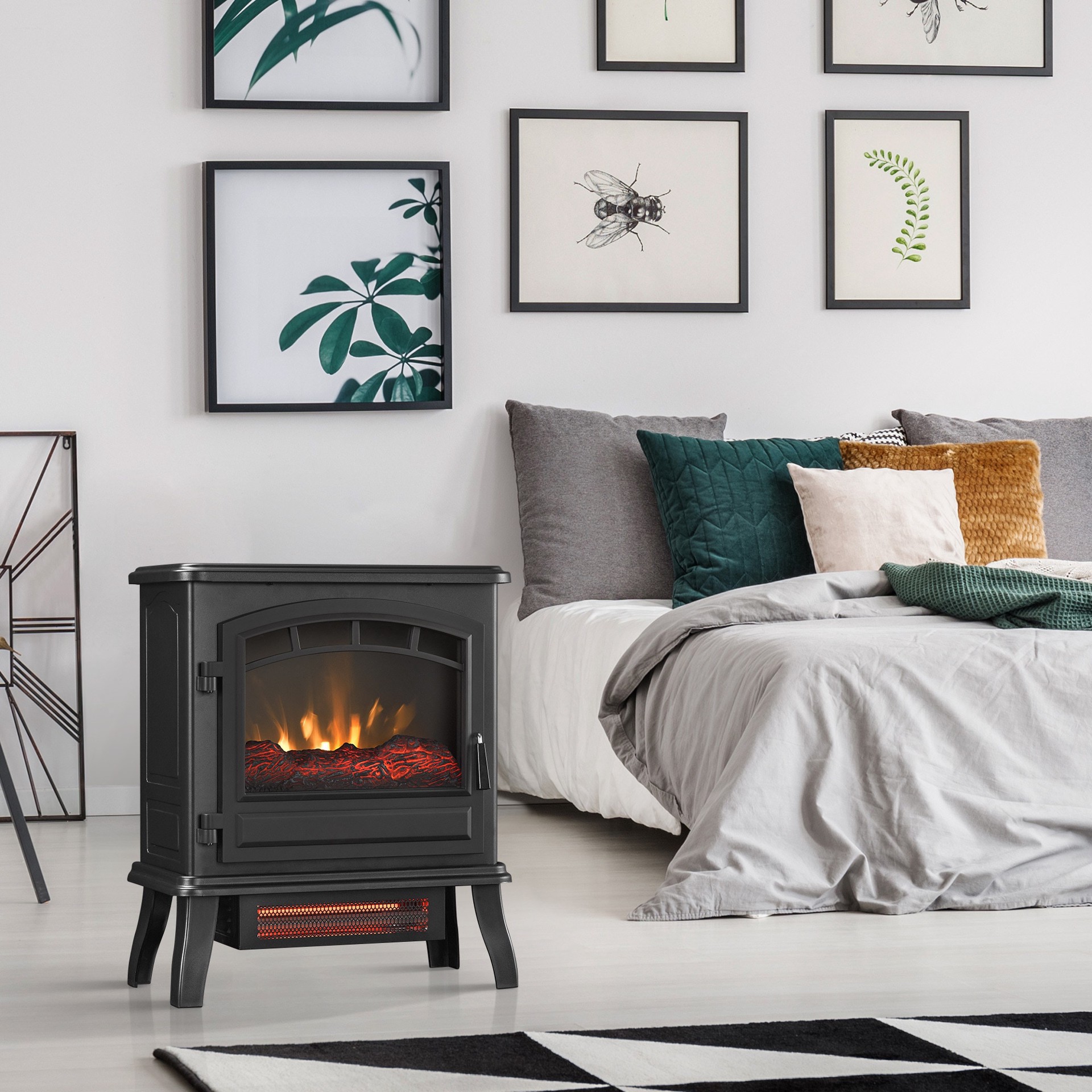 slide 1 of 6, Style Selections 19.5-in W 5200-BTU Black Metal Infrared Quartz Electric Stove with Thermostat, 1 ct