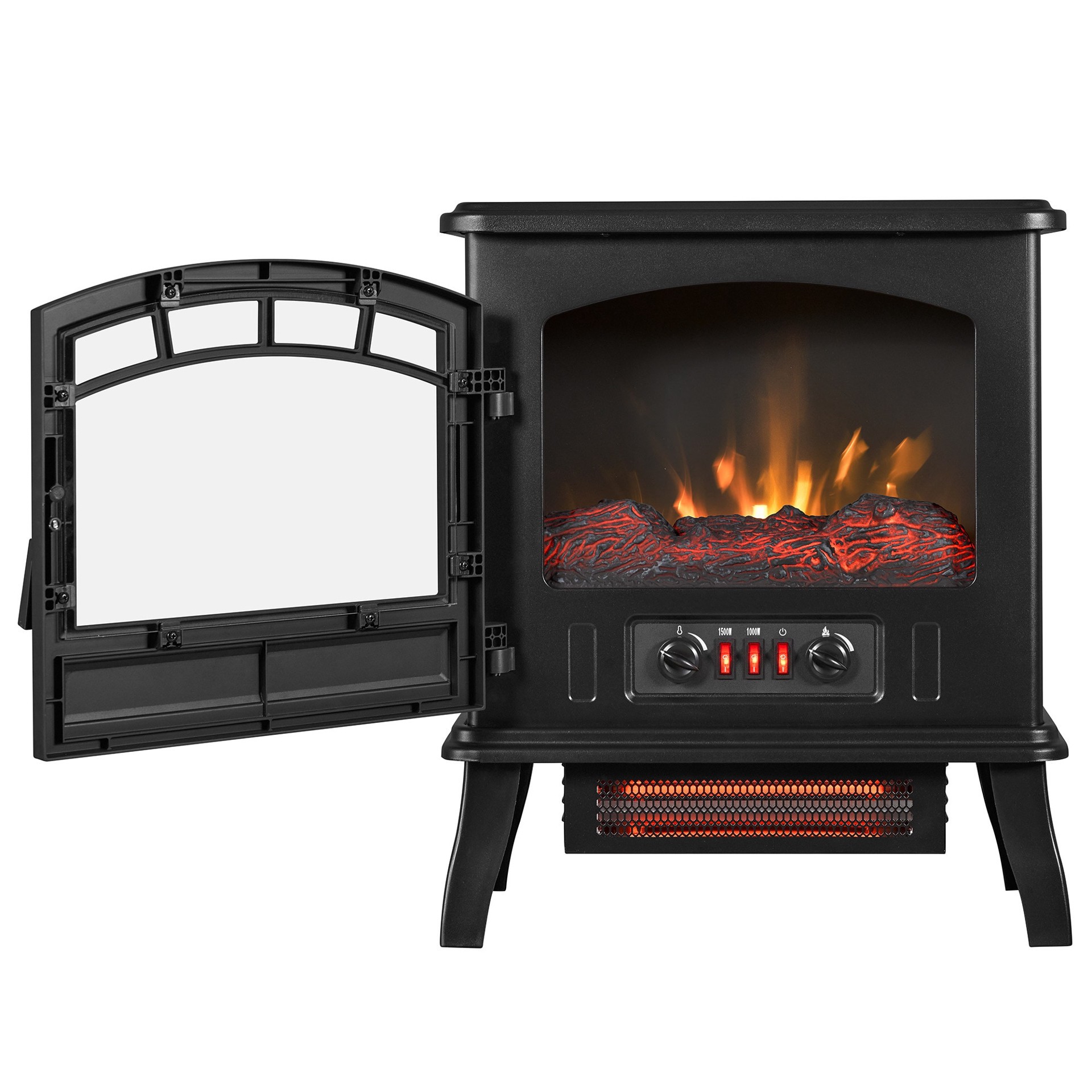 slide 6 of 6, Style Selections 19.5-in W 5200-BTU Black Metal Infrared Quartz Electric Stove with Thermostat, 1 ct