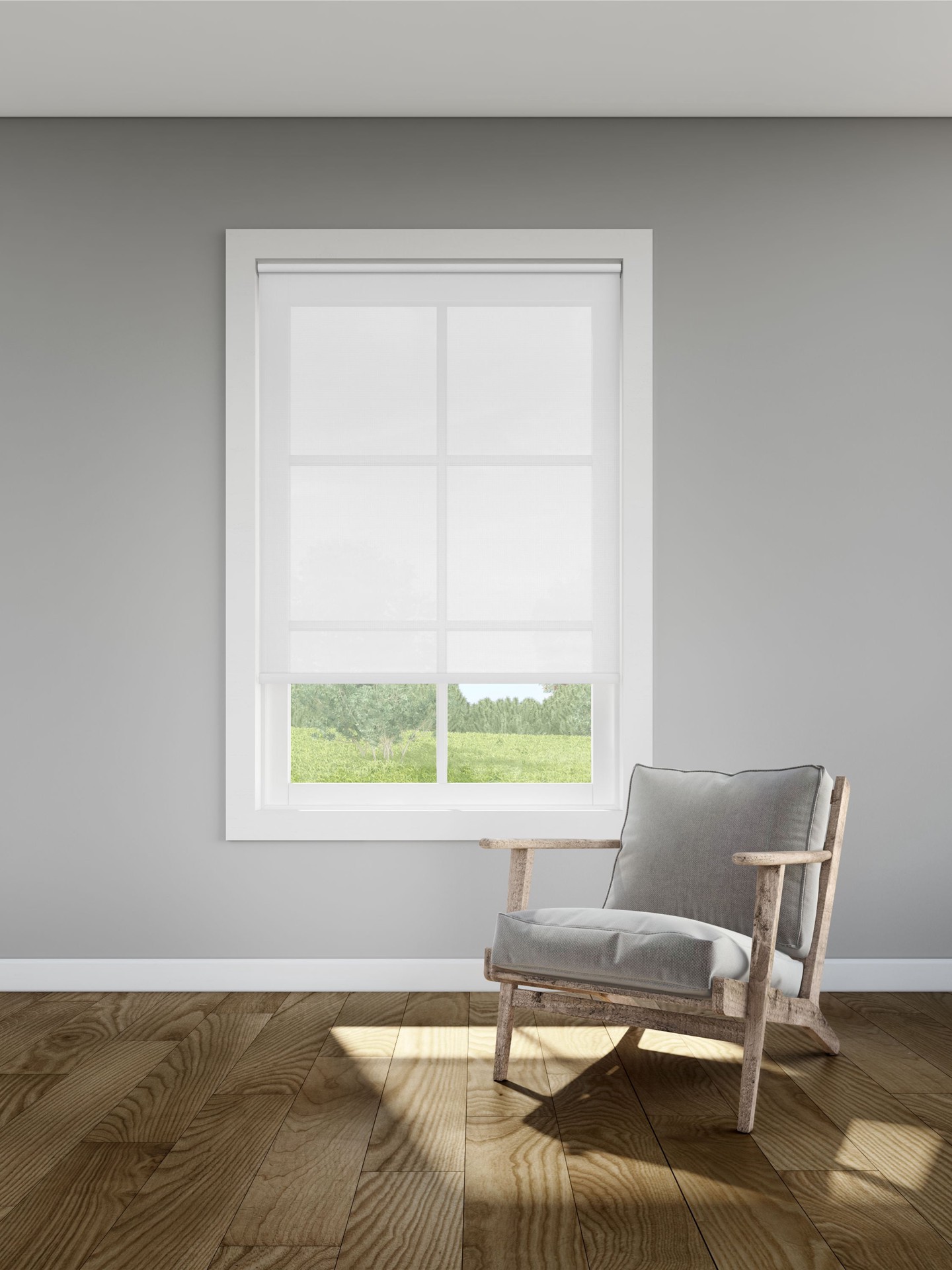 slide 4 of 6, LEVOLOR 37-in x 72-in Chalk Light Filtering Cordless Solar Roller Shade, 1 ct