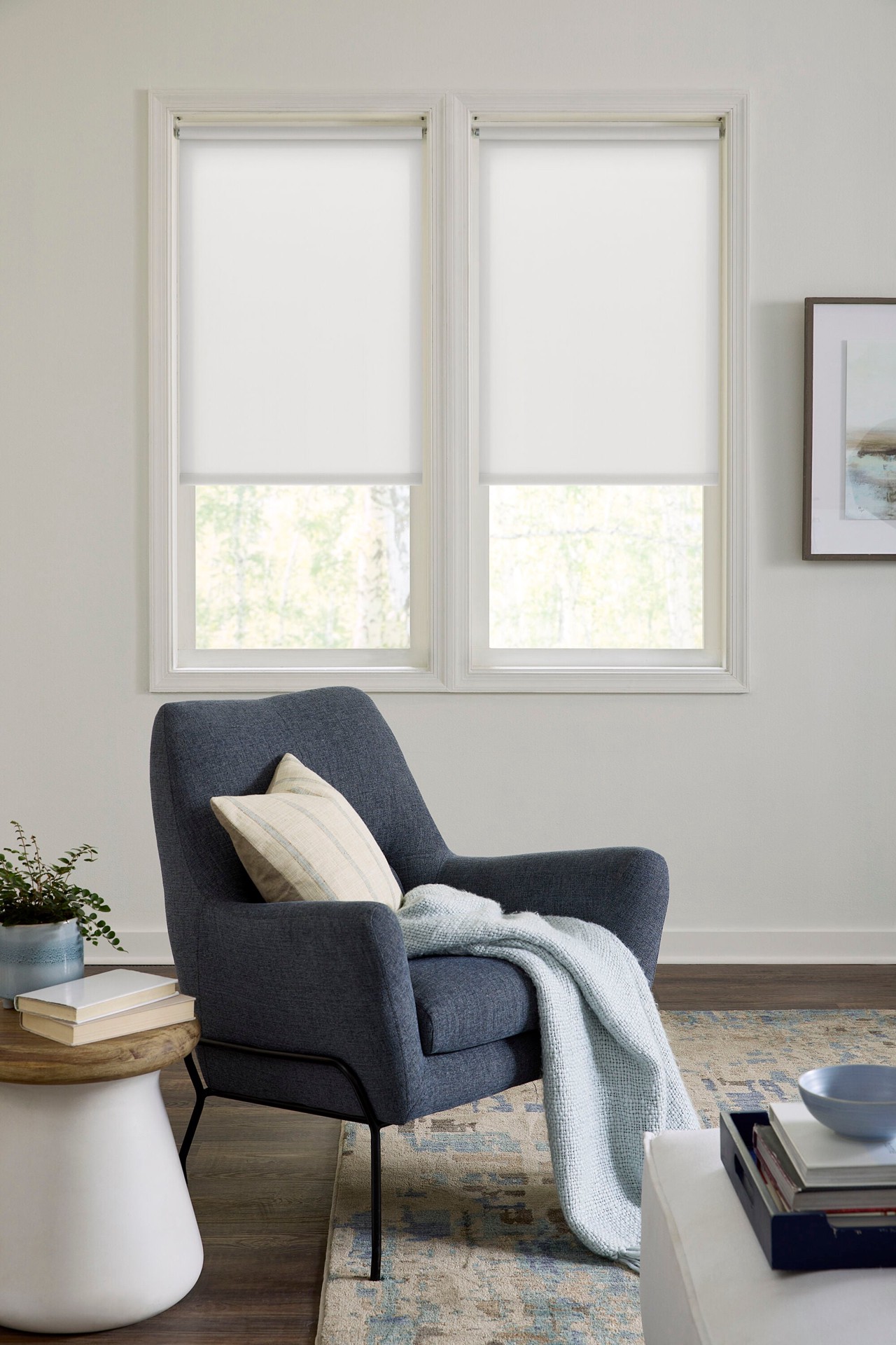 slide 5 of 6, LEVOLOR 37-in x 72-in Chalk Light Filtering Cordless Solar Roller Shade, 1 ct