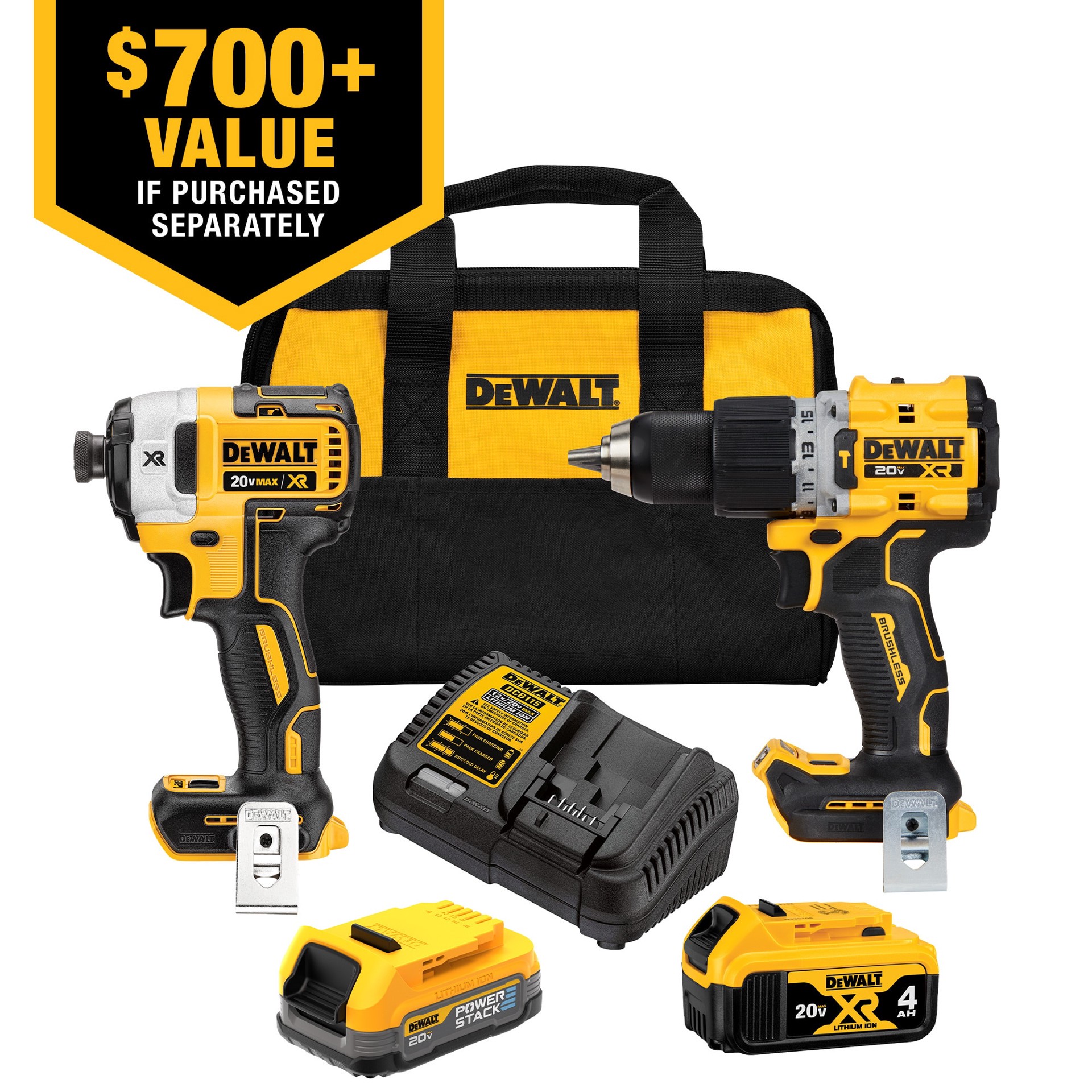 slide 6 of 6, DEWALT 20V MAX XR HD-Impact Kit with 2 Batteries, Charger and Tool Bag, 1 ct