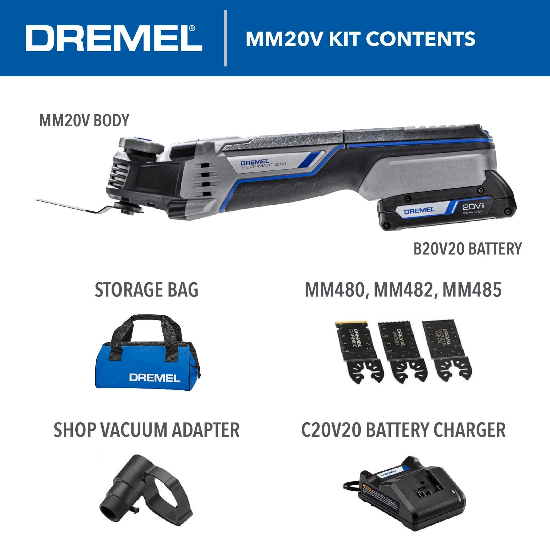 slide 2 of 6, Dremel 20-volt Max Cordless 2 -Amp Variable speed 8 -Piece Oscillating Multi-Tool with Soft ( 1 -Batteries Included and Charger Included ), 1 ct