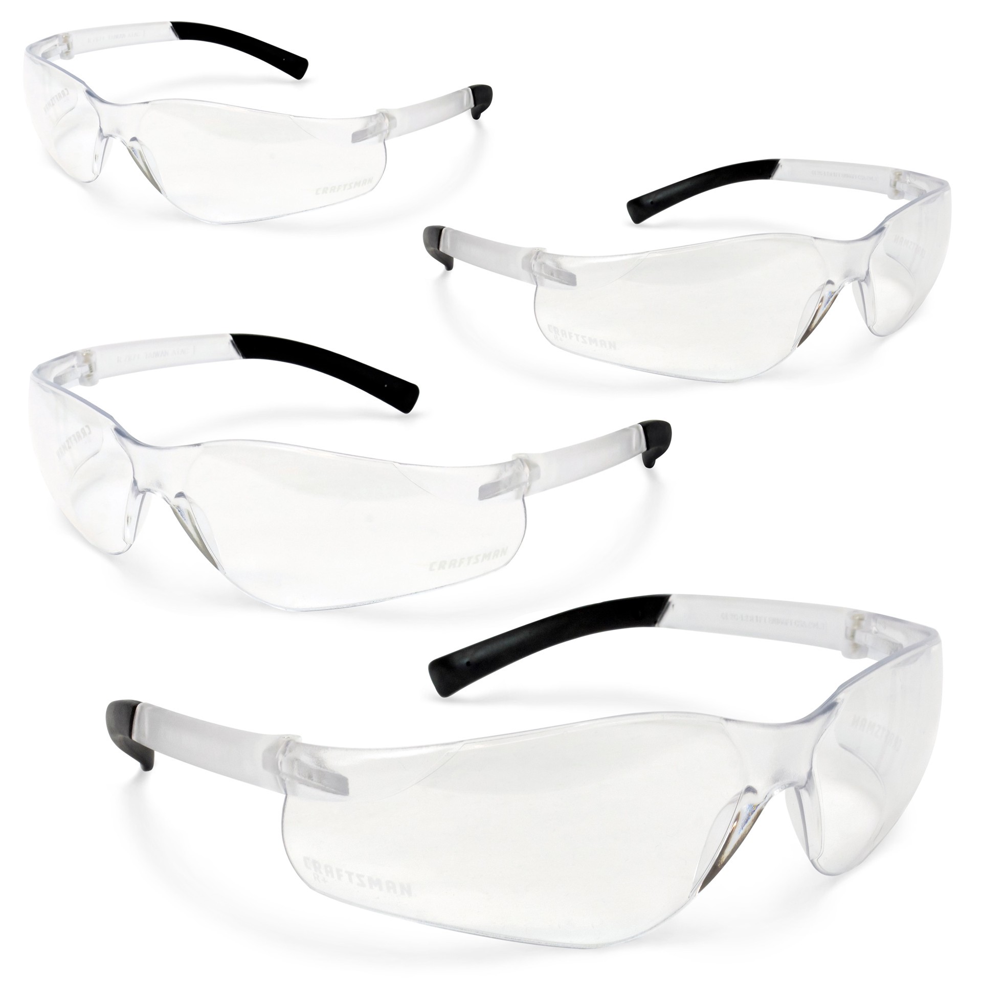 slide 1 of 6, CRAFTSMAN Craftsman Lightweight Clear 4-Pack Polycarbonate Safety Glasses, 1 ct