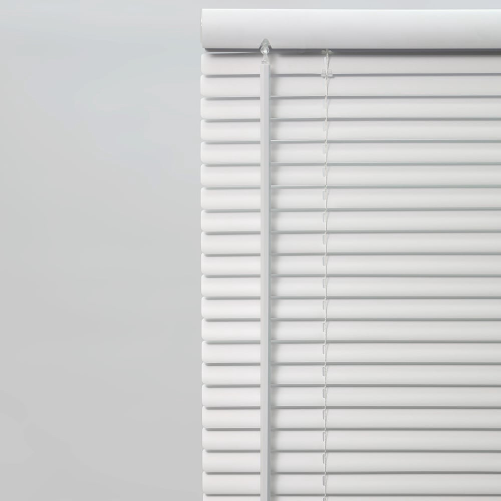 slide 4 of 6, Project Source Light Filtering 1-in Slat Width 45-in x 64-in Cordless White Vinyl Light Filtering Mini-blinds, 1 ct
