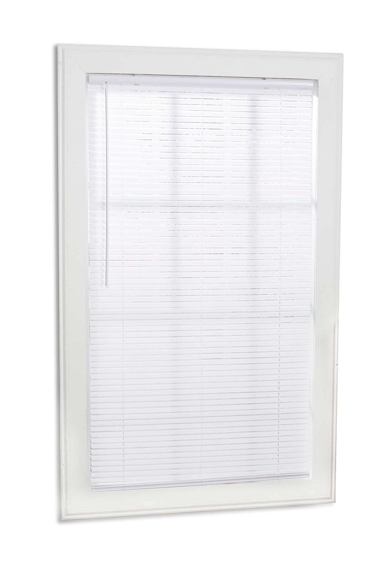 slide 1 of 6, Project Source Room Darkening 1-in Slat Width 35-in x 64-in Cordless White Vinyl Room Darkening Mini-blinds, 1 ct
