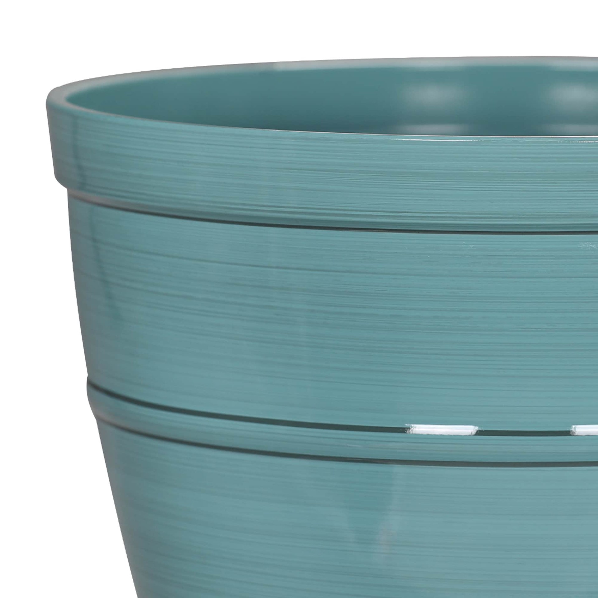 slide 3 of 6, Style Selections 20.67-in W x 16.77-in H Blue Resin Contemporary/Modern Indoor/Outdoor Planter, 1 ct