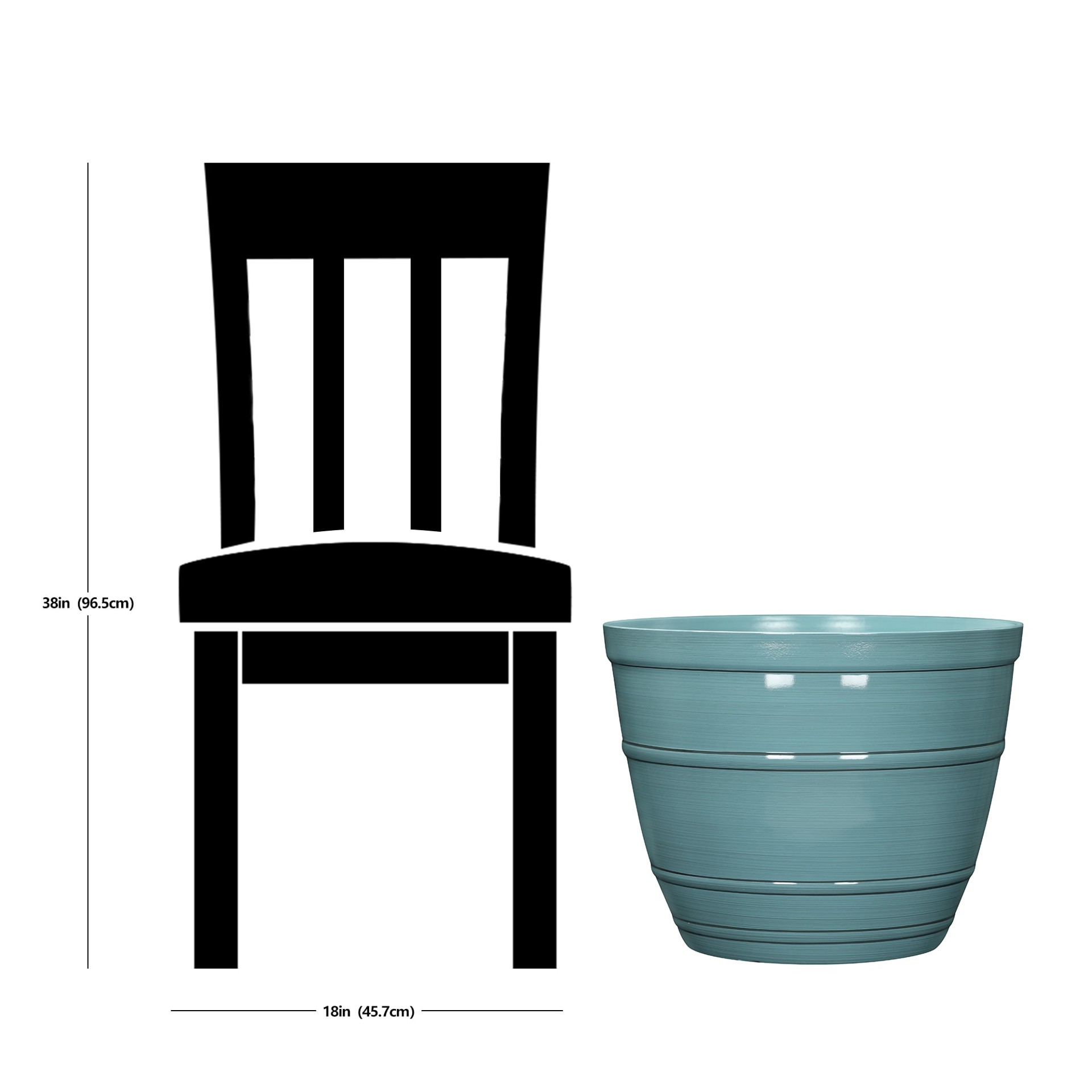 slide 6 of 6, Style Selections 20.67-in W Blue Resin Indoor/Outdoor Planter, 1 ct