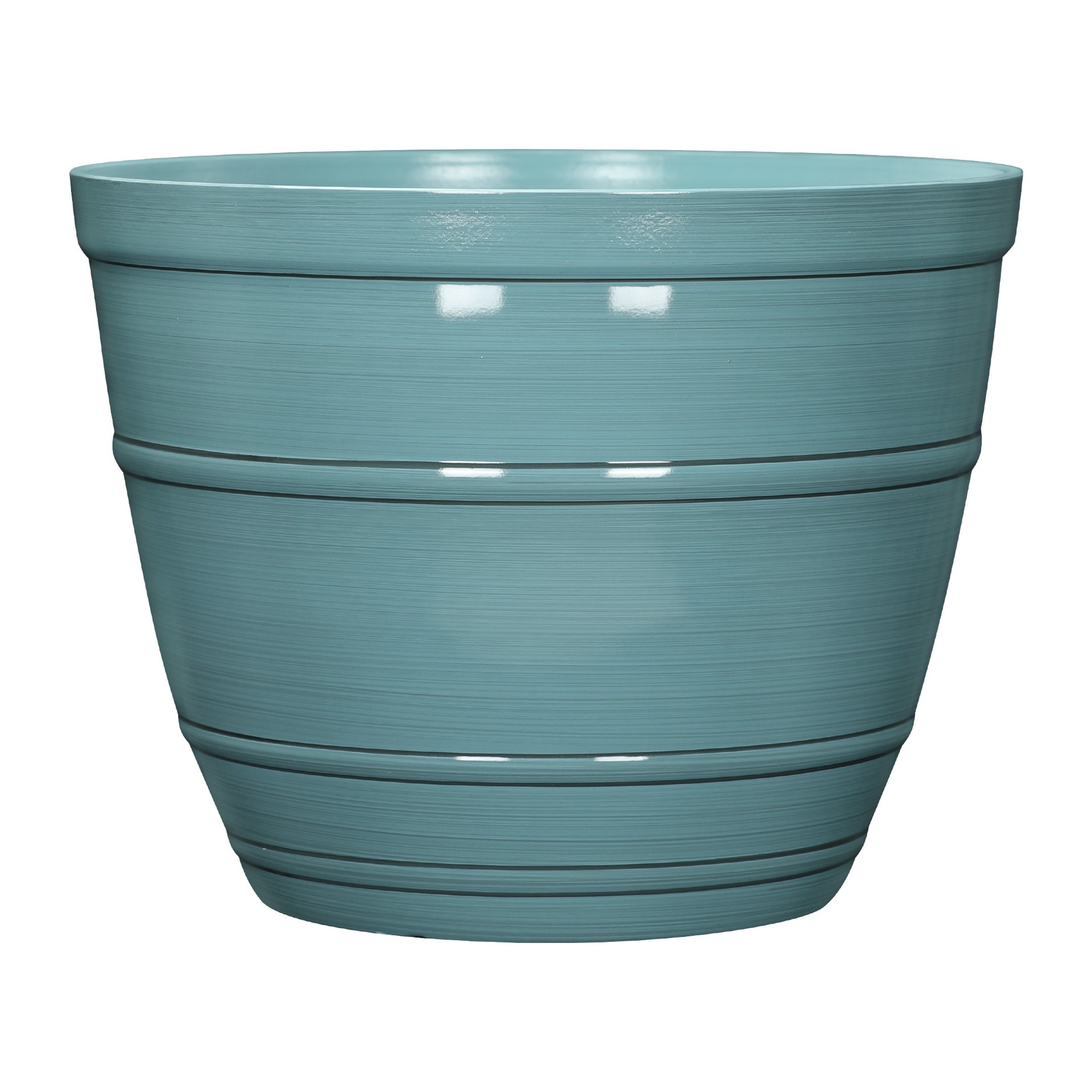 slide 1 of 6, Style Selections 20.67-in W x 16.77-in H Blue Resin Contemporary/Modern Indoor/Outdoor Planter, 1 ct