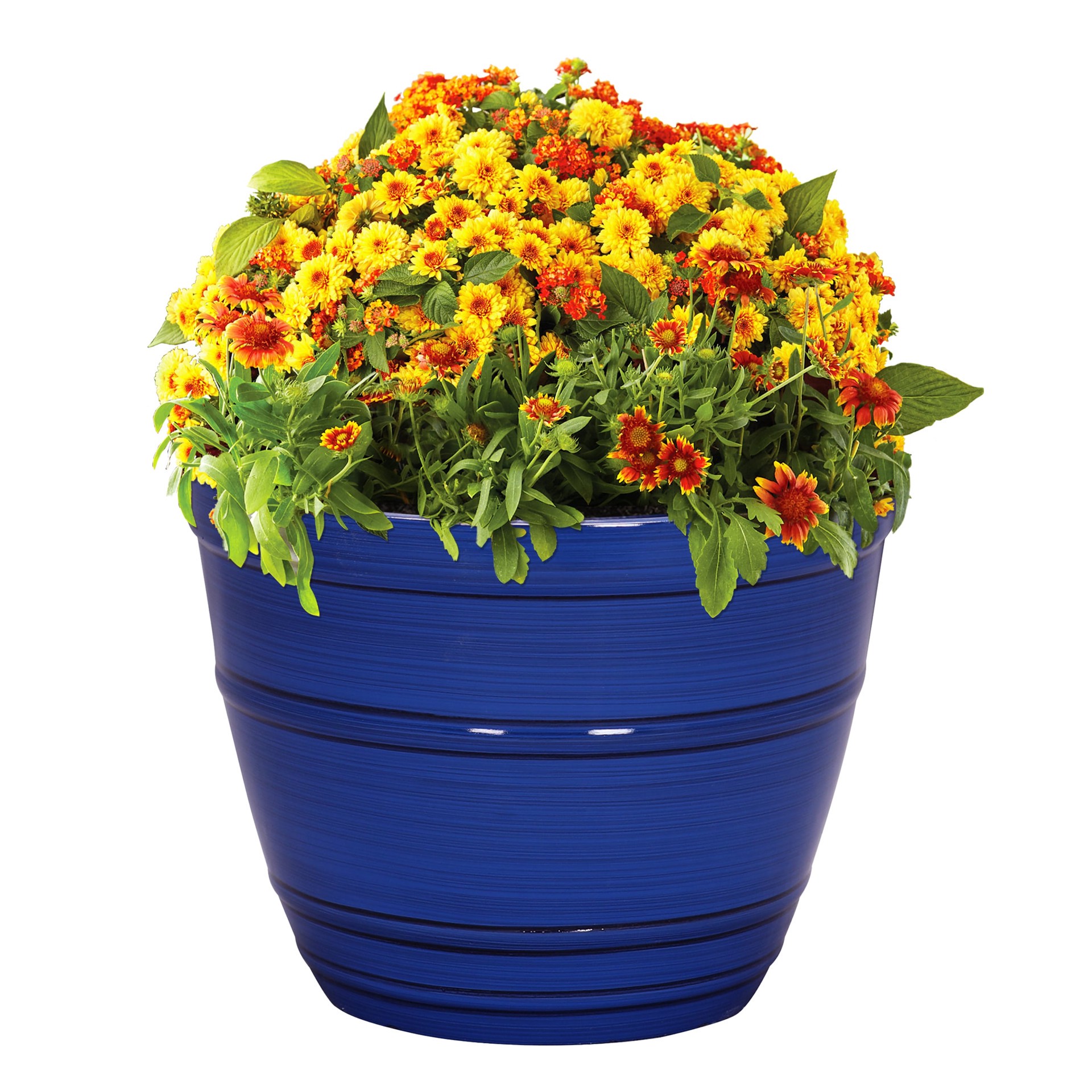 slide 3 of 5, Style Selections 16.85-in W x 16.85-in L Blue Resin Indoor/Outdoor Planter, 1 ct