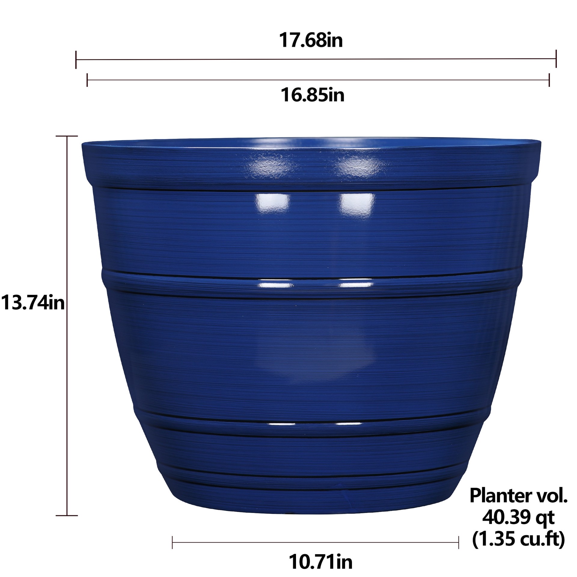 slide 4 of 5, Style Selections 16.85-in W x 16.85-in L Blue Resin Indoor/Outdoor Planter, 1 ct