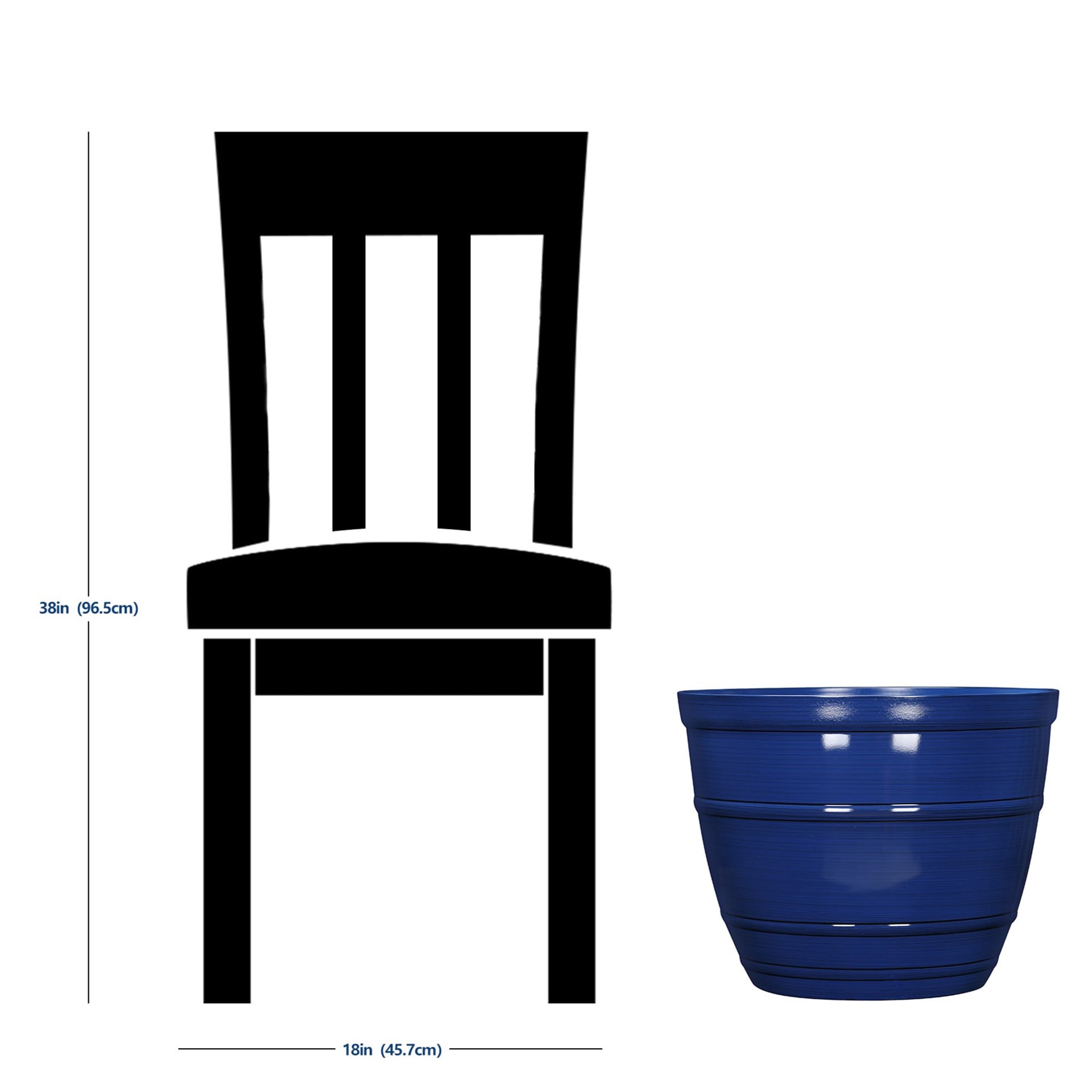 slide 5 of 5, Style Selections 16.85-in W x 16.85-in L Blue Resin Indoor/Outdoor Planter, 1 ct
