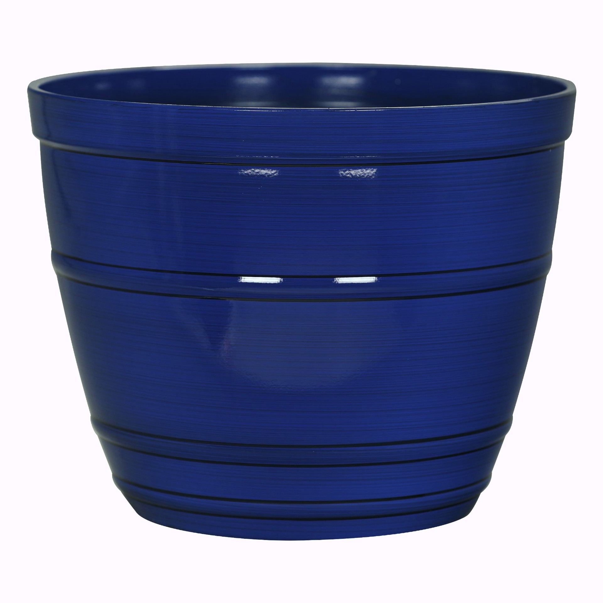 slide 1 of 5, Style Selections 16.85-in W x 16.85-in L Blue Resin Indoor/Outdoor Planter, 1 ct