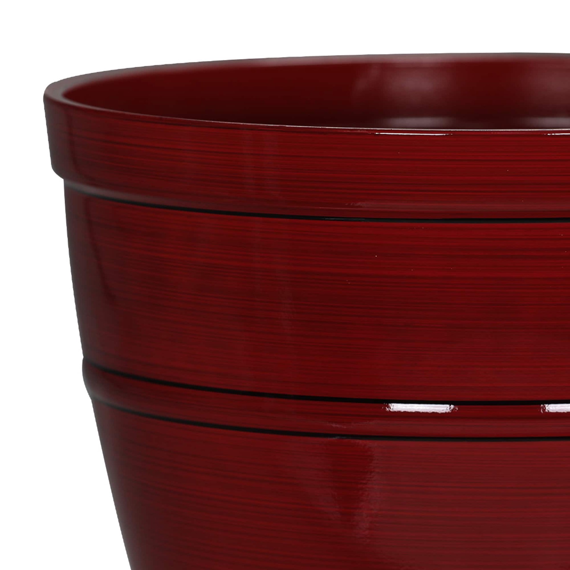 slide 3 of 6, Style Selections 20.67-in W x 16.77-in H Red Resin Contemporary/Modern Indoor/Outdoor Planter, 1 ct