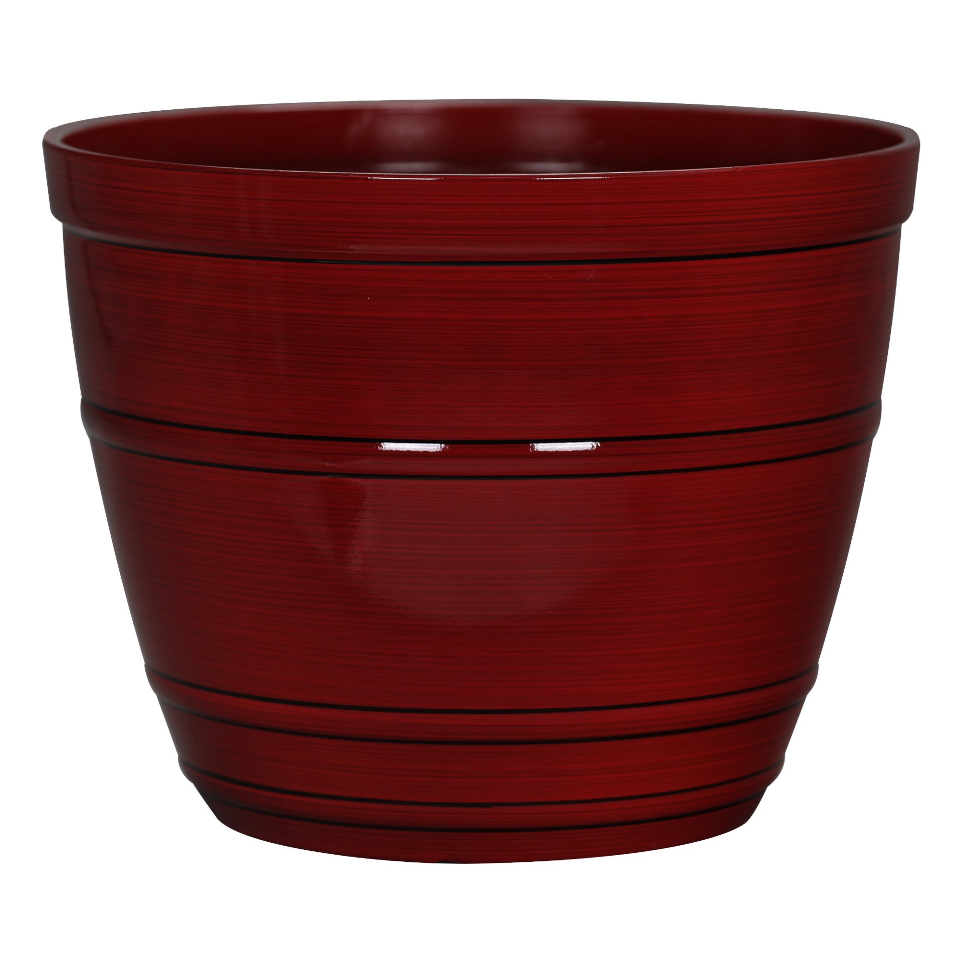 slide 1 of 6, Style Selections 20.67-in W x 16.77-in H Red Resin Contemporary/Modern Indoor/Outdoor Planter, 1 ct