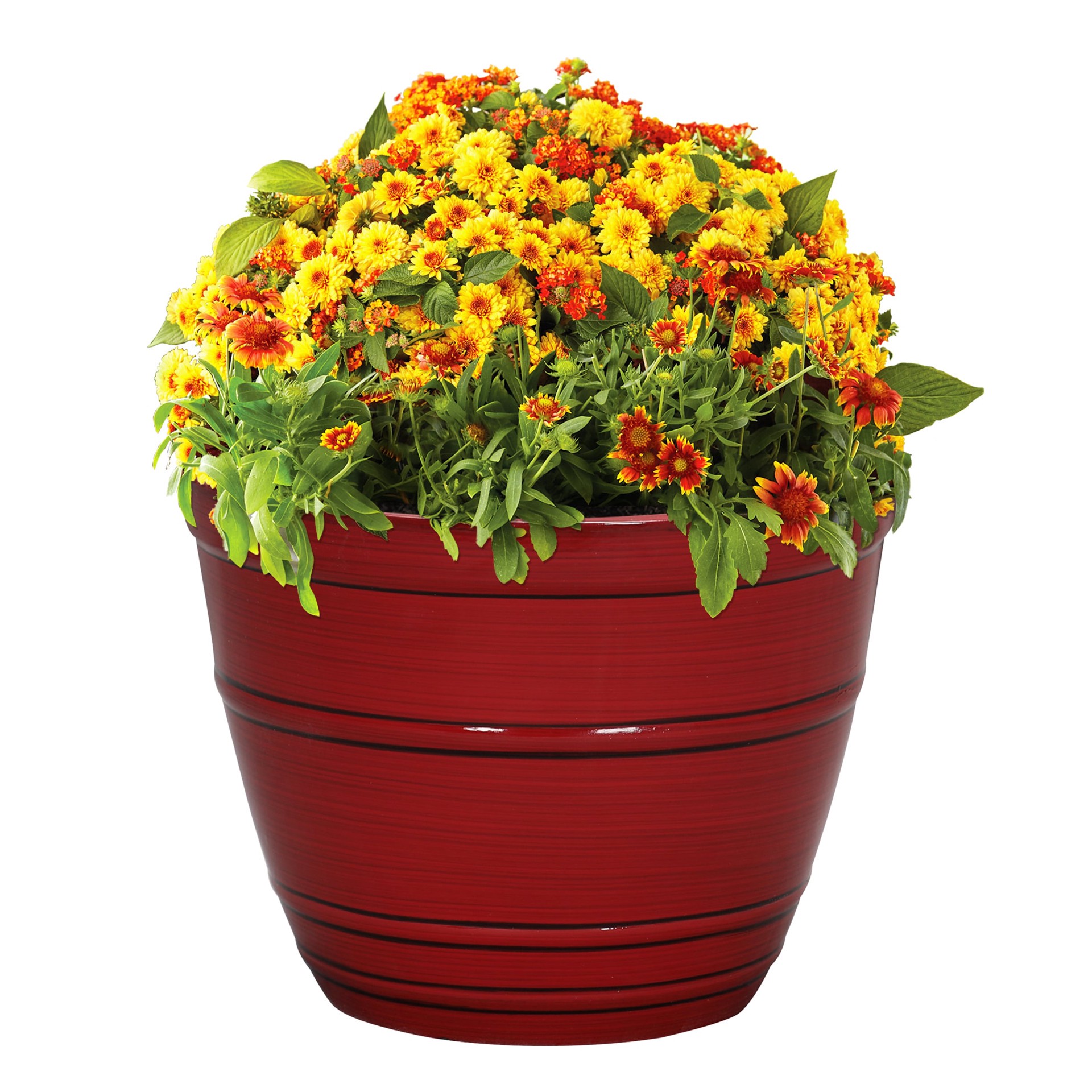 slide 4 of 6, Style Selections 20.67-in W x 16.77-in H Red Resin Contemporary/Modern Indoor/Outdoor Planter, 1 ct