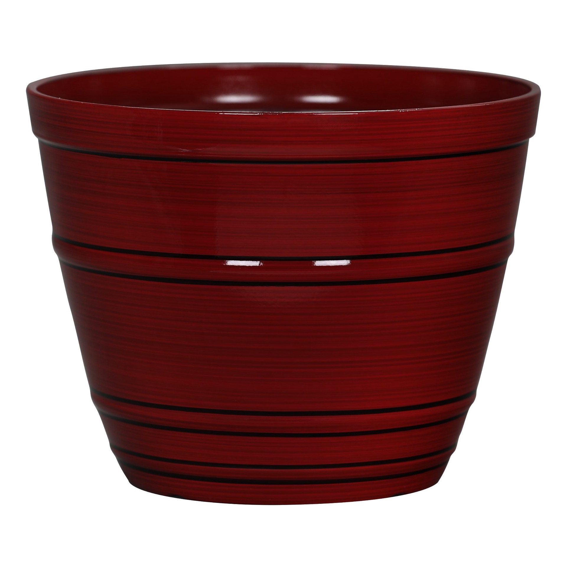 slide 1 of 6, Style Selections 8.39-in W x 6.89-in H x 8.39-in D Red Resin Contemporary/Modern Indoor/Outdoor Planter, 1 ct