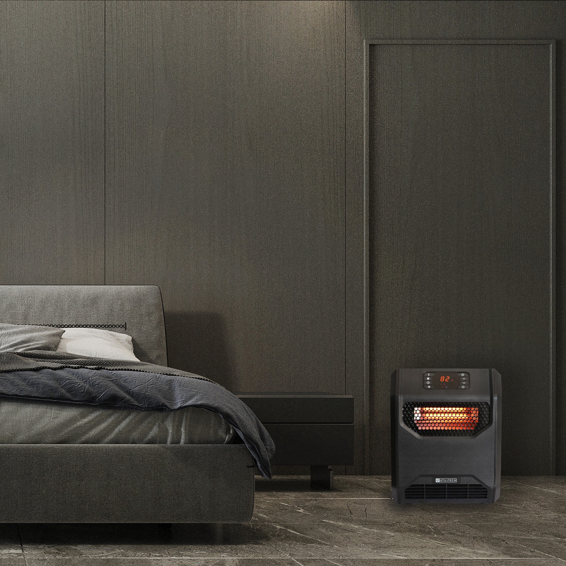 slide 2 of 6, Utilitech 1500 -Watt Infrared quartz Cabinet Indoor Electric Space Heater with Thermostat with Remote, 1 ct