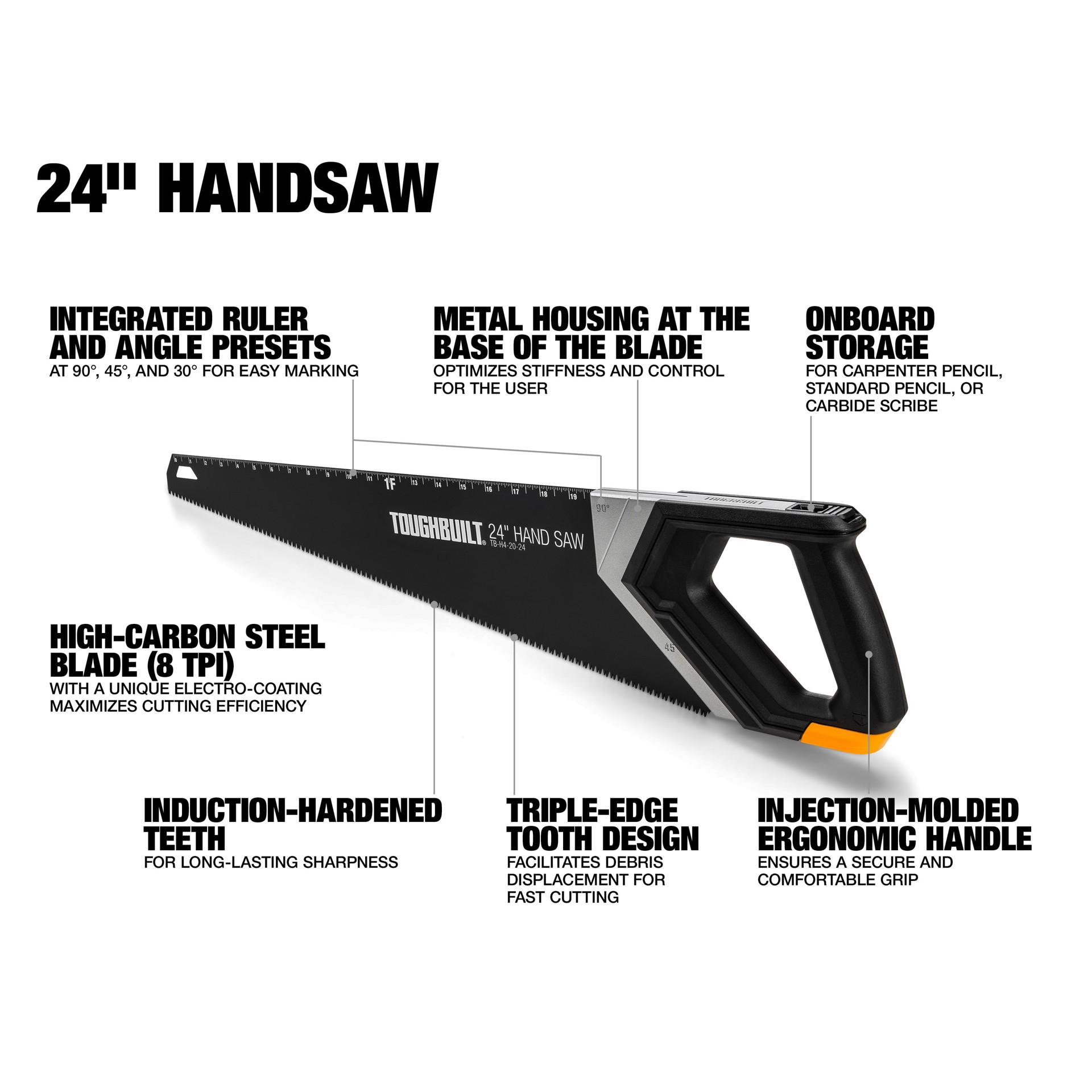 slide 2 of 6, TOUGHBUILT 24-in Cross-cutting Hand Saw, 1 ct