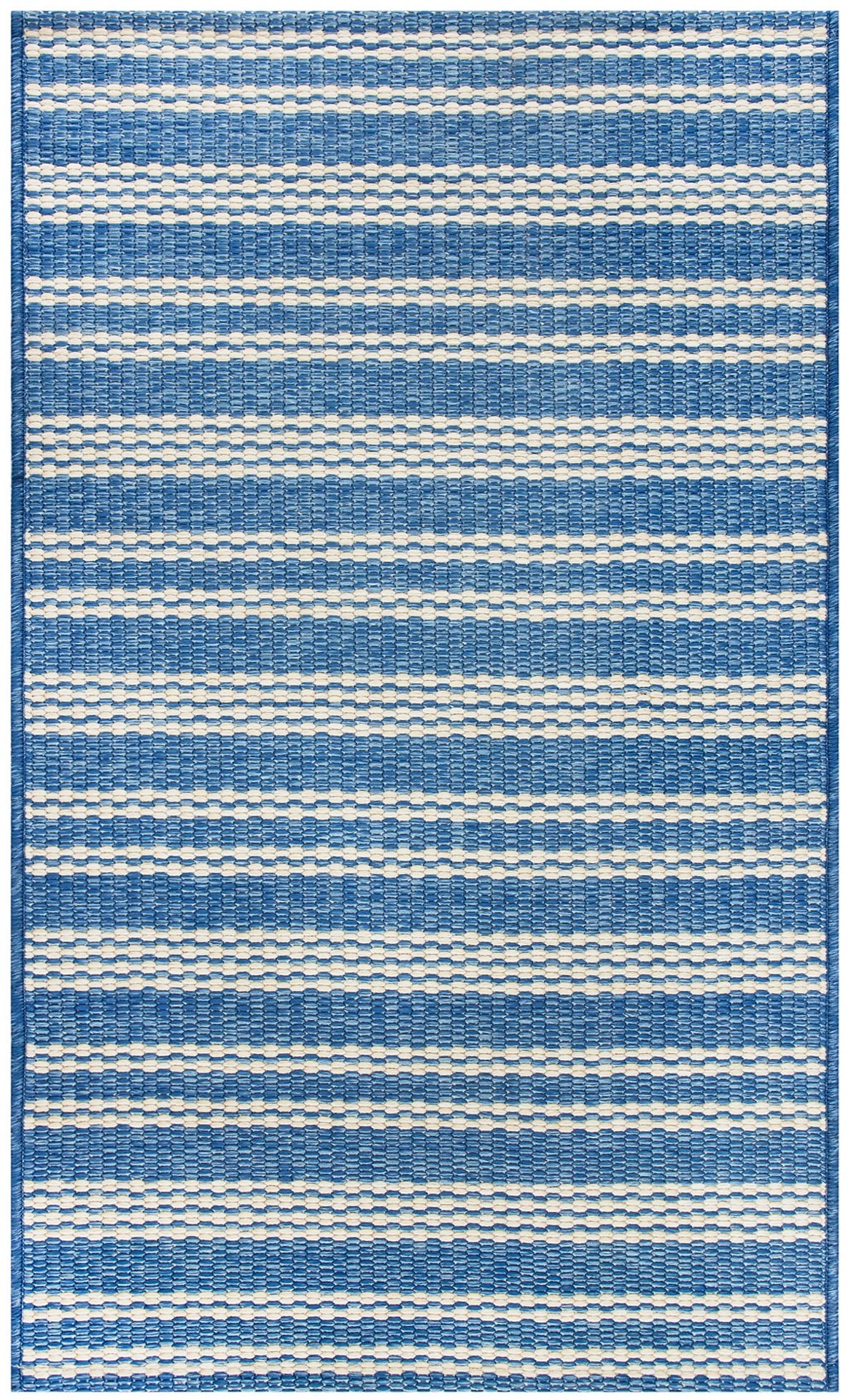 slide 2 of 6, allen + roth Coastal Blue 2 x 4 (ft) Loomed Blue Rectangular Indoor Stripe Machine washable Throw rug 3, 1 ct