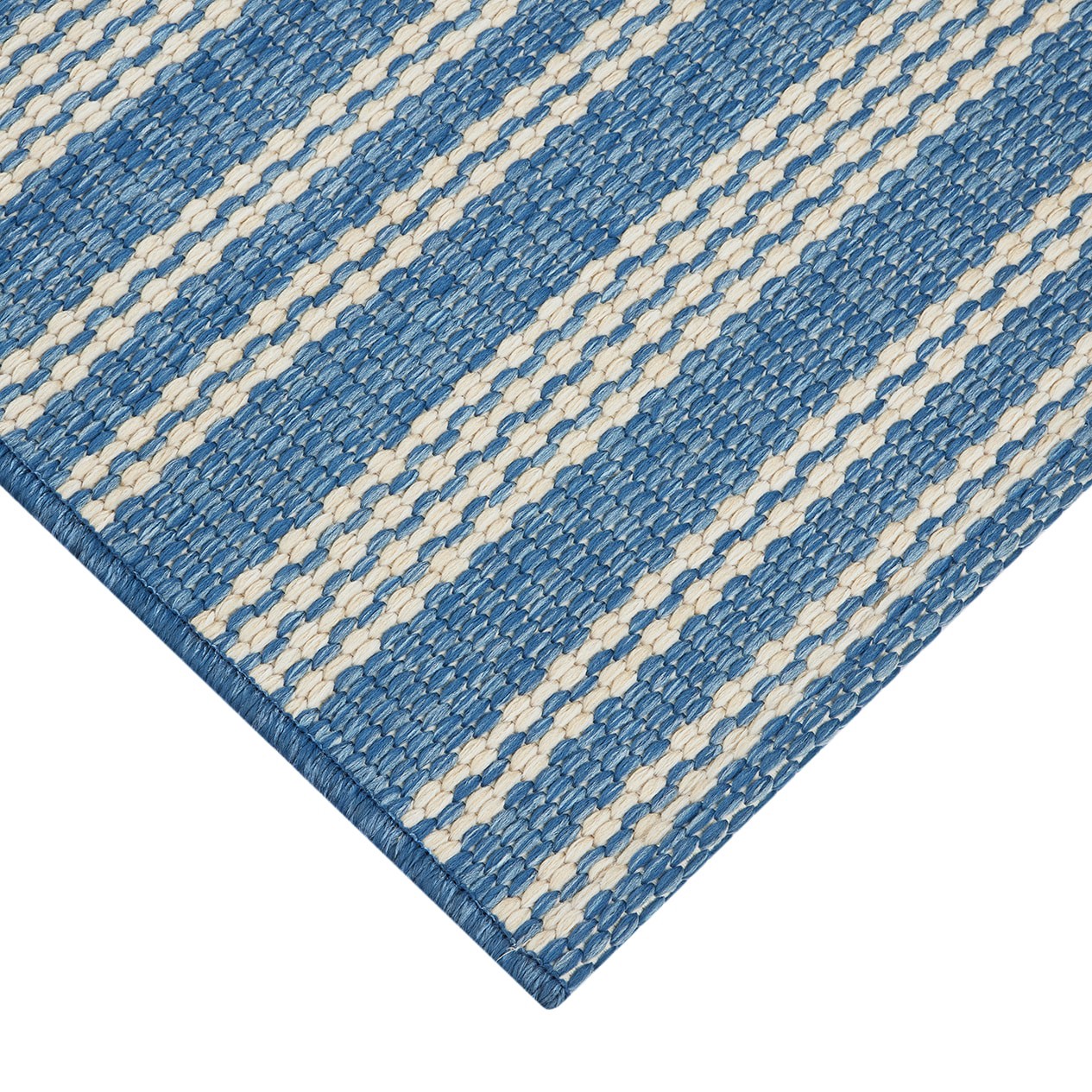 slide 4 of 6, allen + roth Coastal Blue 2 x 4 (ft) Loomed Blue Rectangular Indoor Stripe Machine washable Throw rug 3, 1 ct